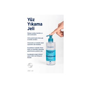 CELENES BY SWEDEN NEMLENDİRİCİ VE CANLANDIRICI THERMAL YÜZ TEMİZLEME JELİ YAĞLI VE KARMA CİLTLER 250 ML-