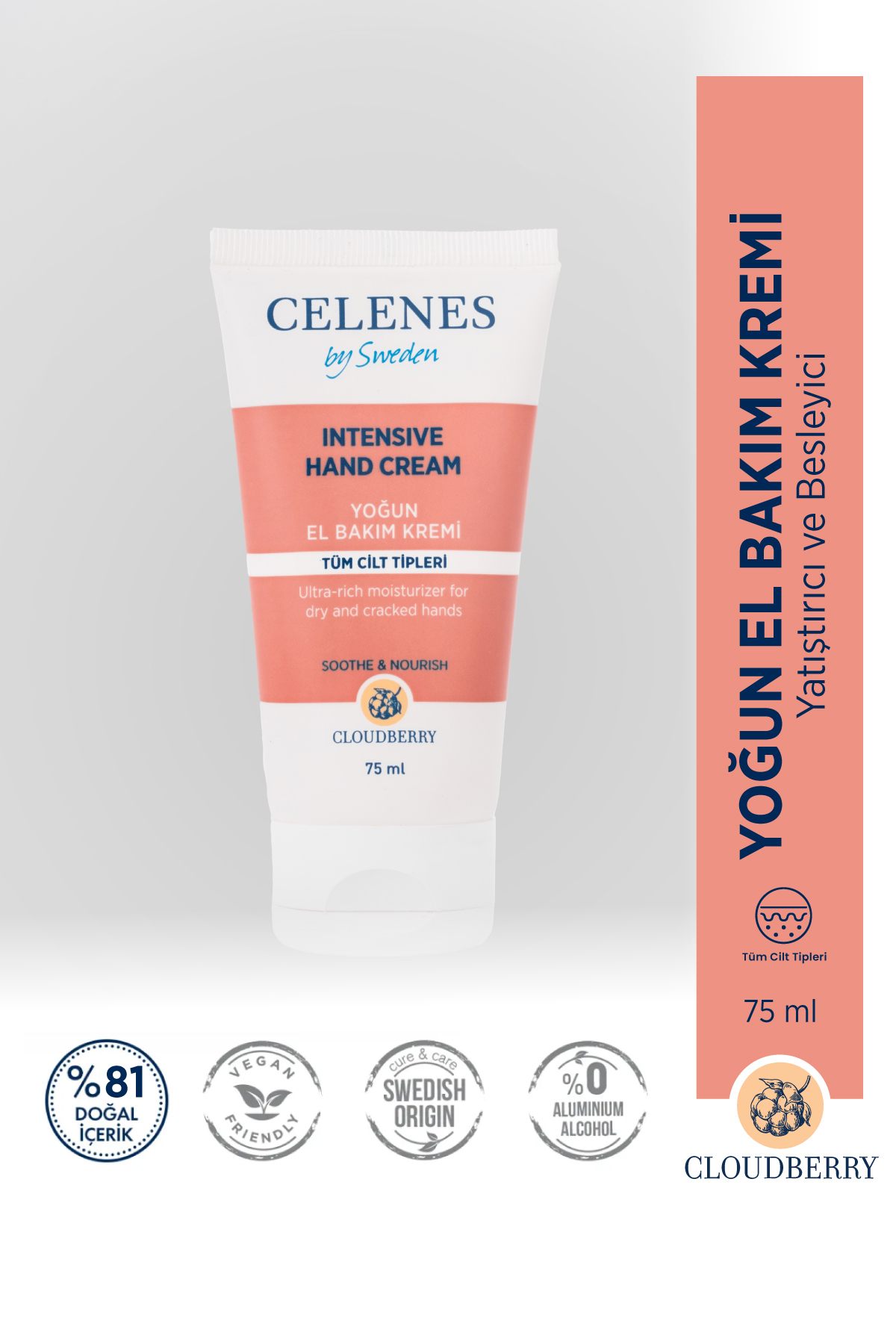 CELENES BY SWEDEN YOĞUN NEMLENDİRİCİ CLOUDBERRY EL BAKIM KREMİ KURU VE HASSAS CİLTLER 75 ML-