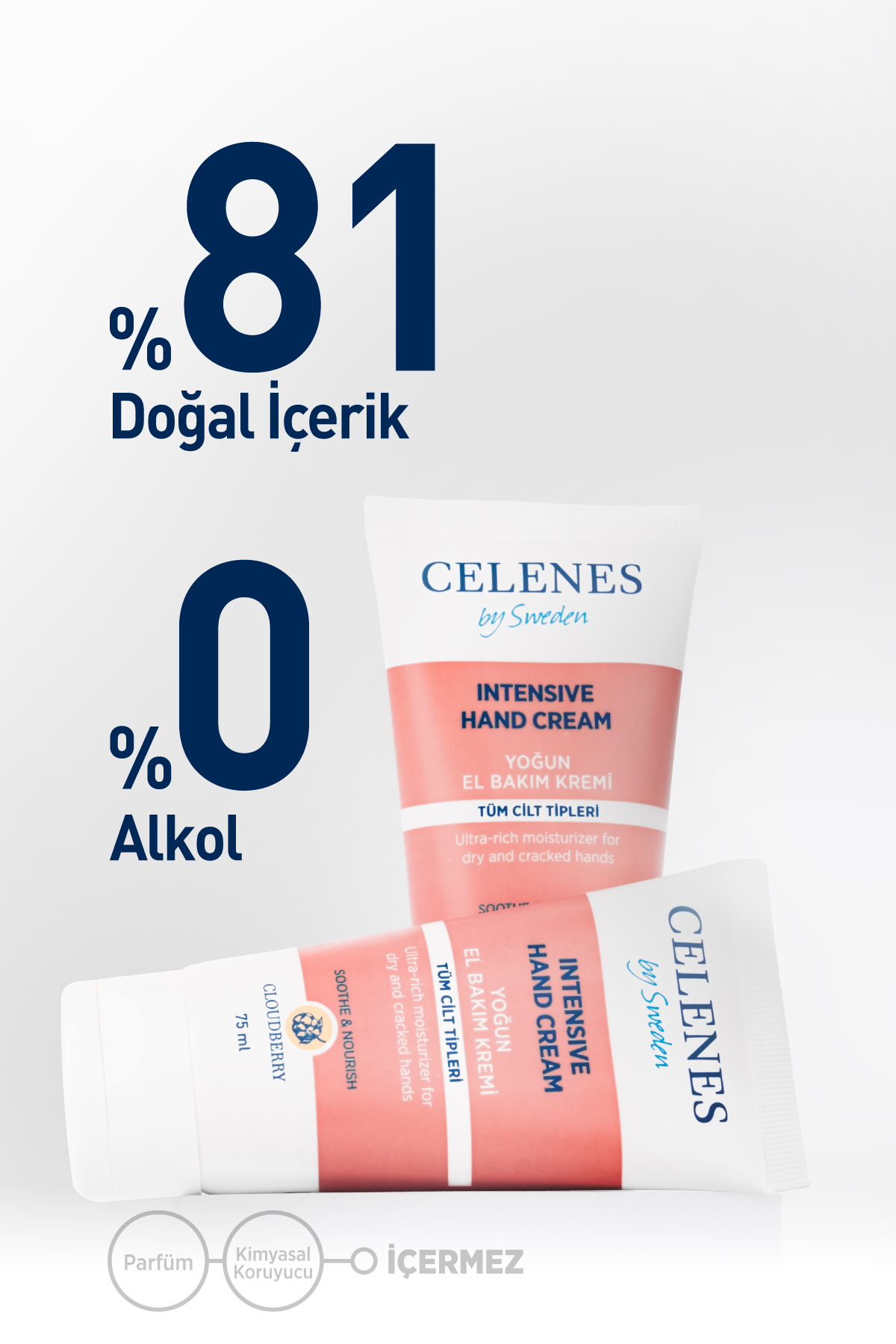 CELENES BY SWEDEN YOĞUN NEMLENDİRİCİ CLOUDBERRY EL BAKIM KREMİ KURU VE HASSAS CİLTLER 75 ML-