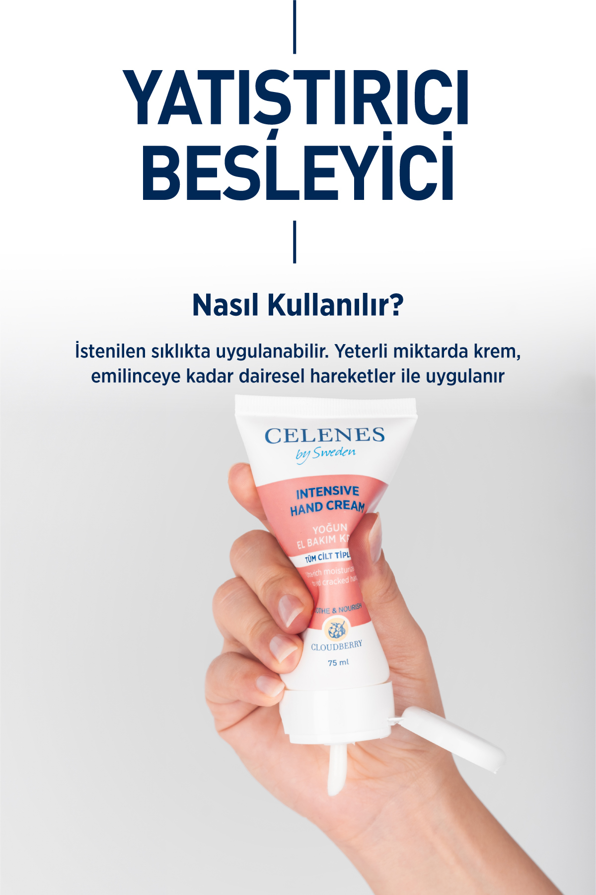 CELENES BY SWEDEN YOĞUN NEMLENDİRİCİ CLOUDBERRY EL BAKIM KREMİ KURU VE HASSAS CİLTLER 75 ML-