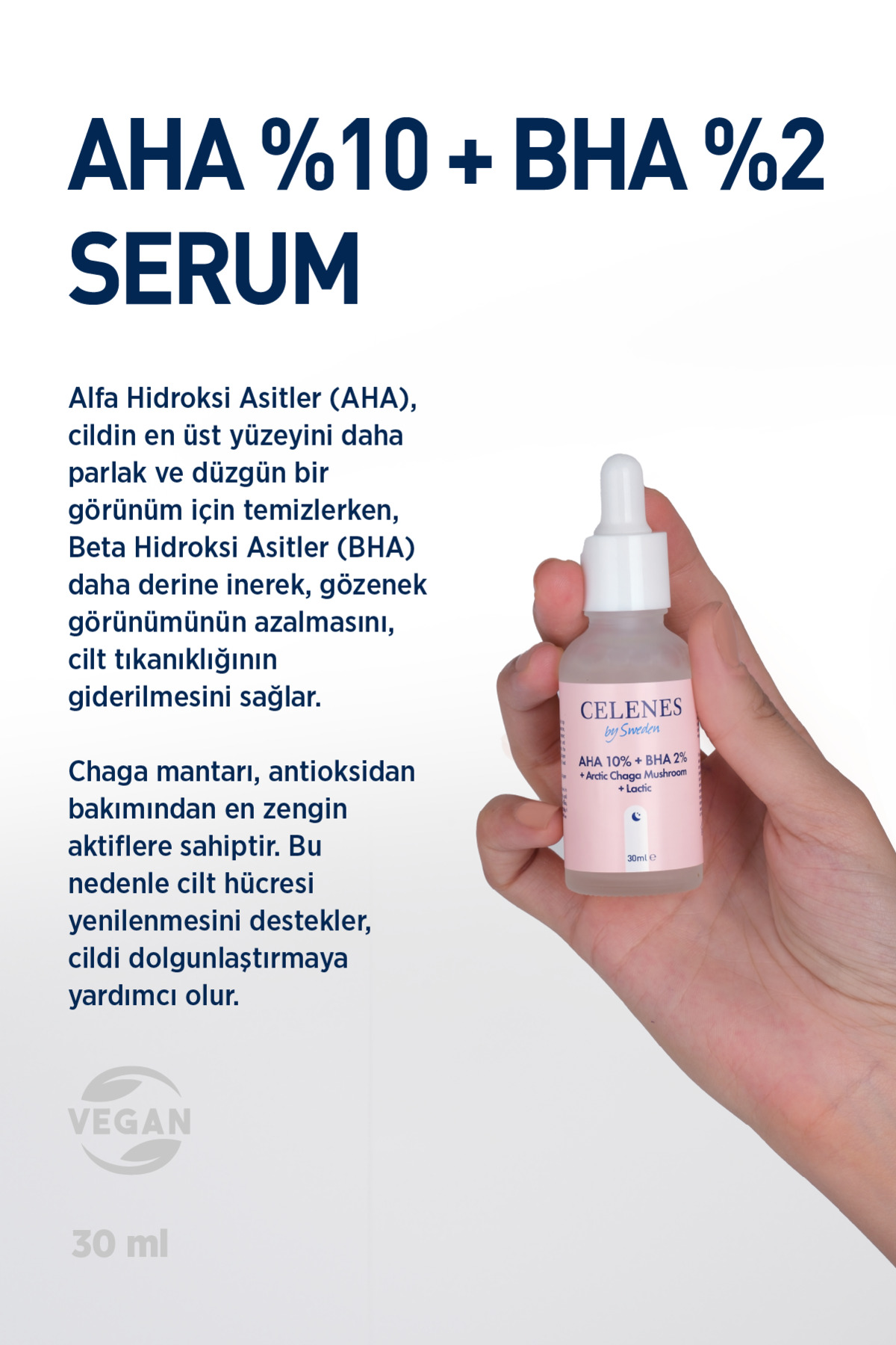 CELENES BY SWEDEN AHA + BHA + LACTİN + ARCTİC CHAGA MUSHROOM 30 ML-