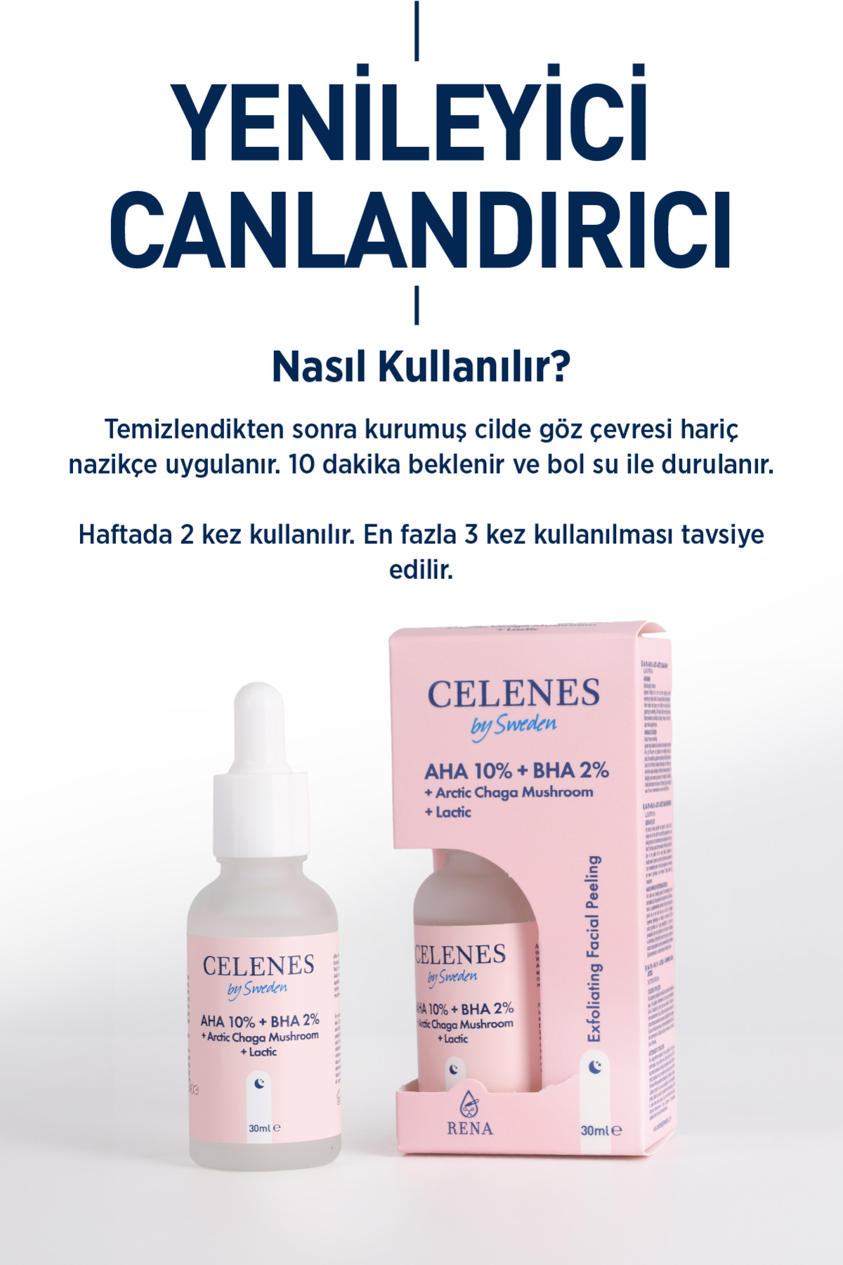CELENES BY SWEDEN AHA + BHA + LACTİN + ARCTİC CHAGA MUSHROOM 30 ML-