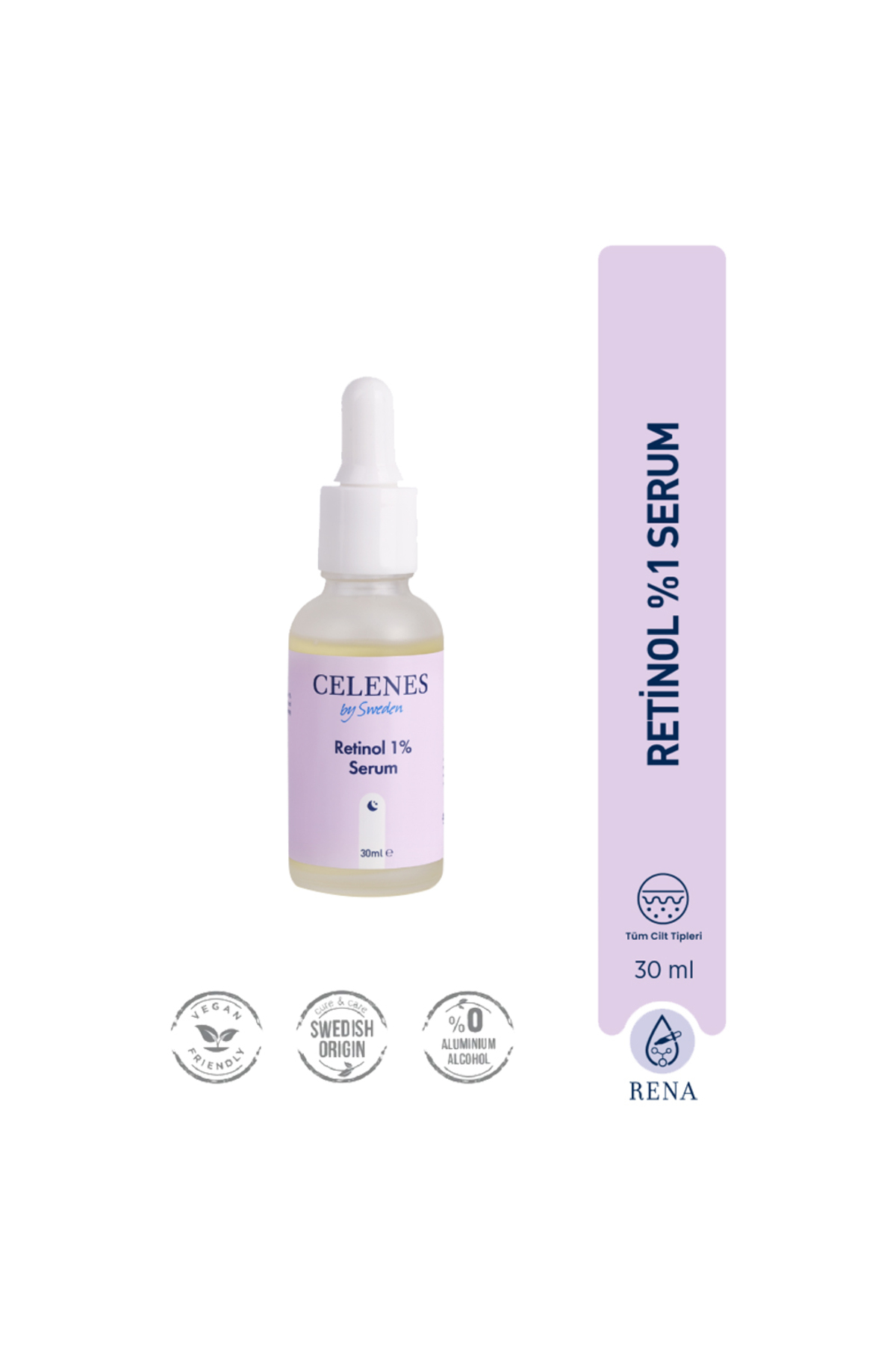 CELENES BY SWEDEN KIRIŞIKLIK KARŞITI RENA RETİNOL CİLT YENİLEYİCİ BAKIM SERUMU 30 ML-