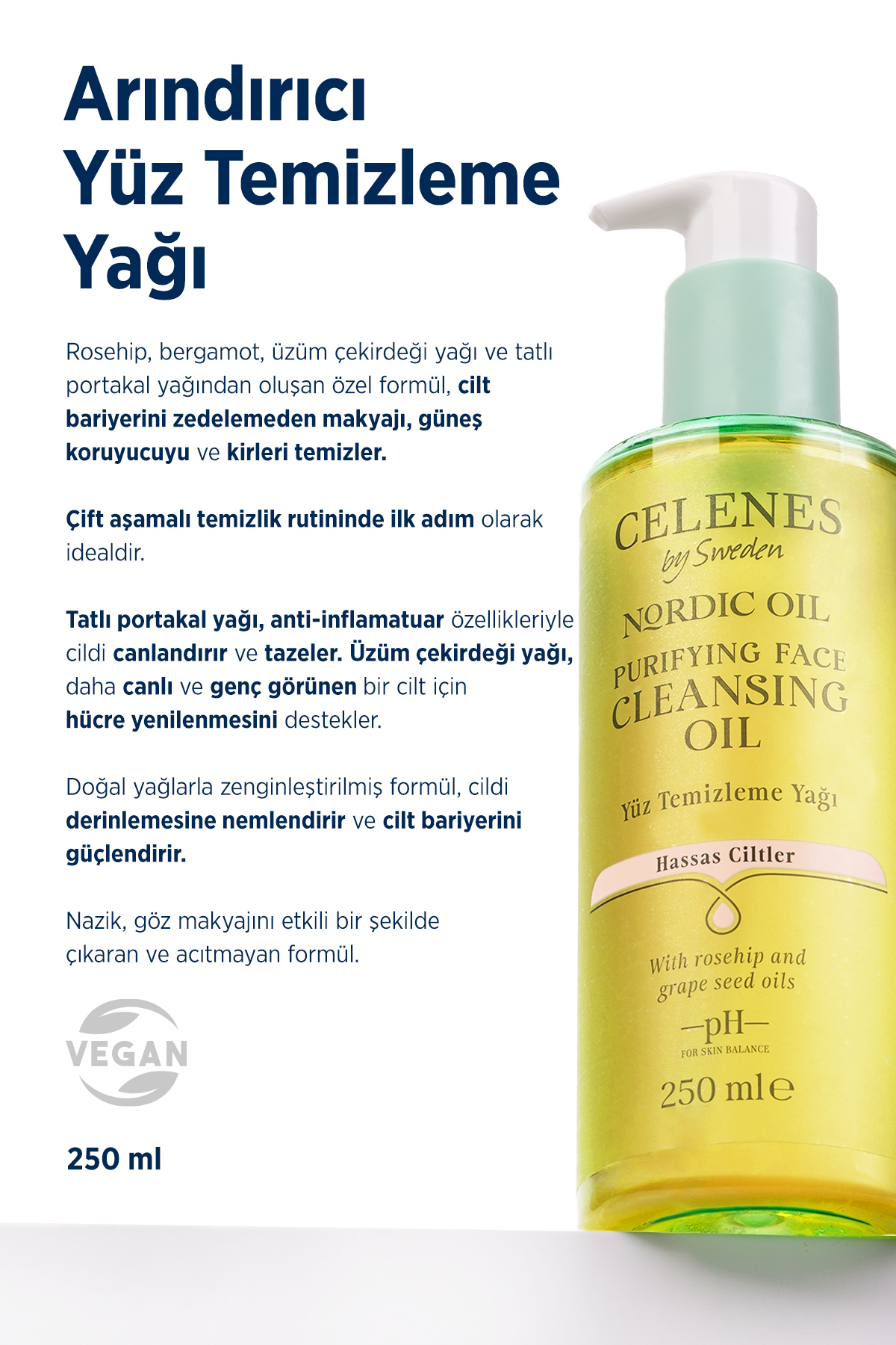 CELENES BY SWEDEN NORDİC OİL ARINDIRICI YÜZ TEMİZLEME YAĞI HASSAS CİLTLER-