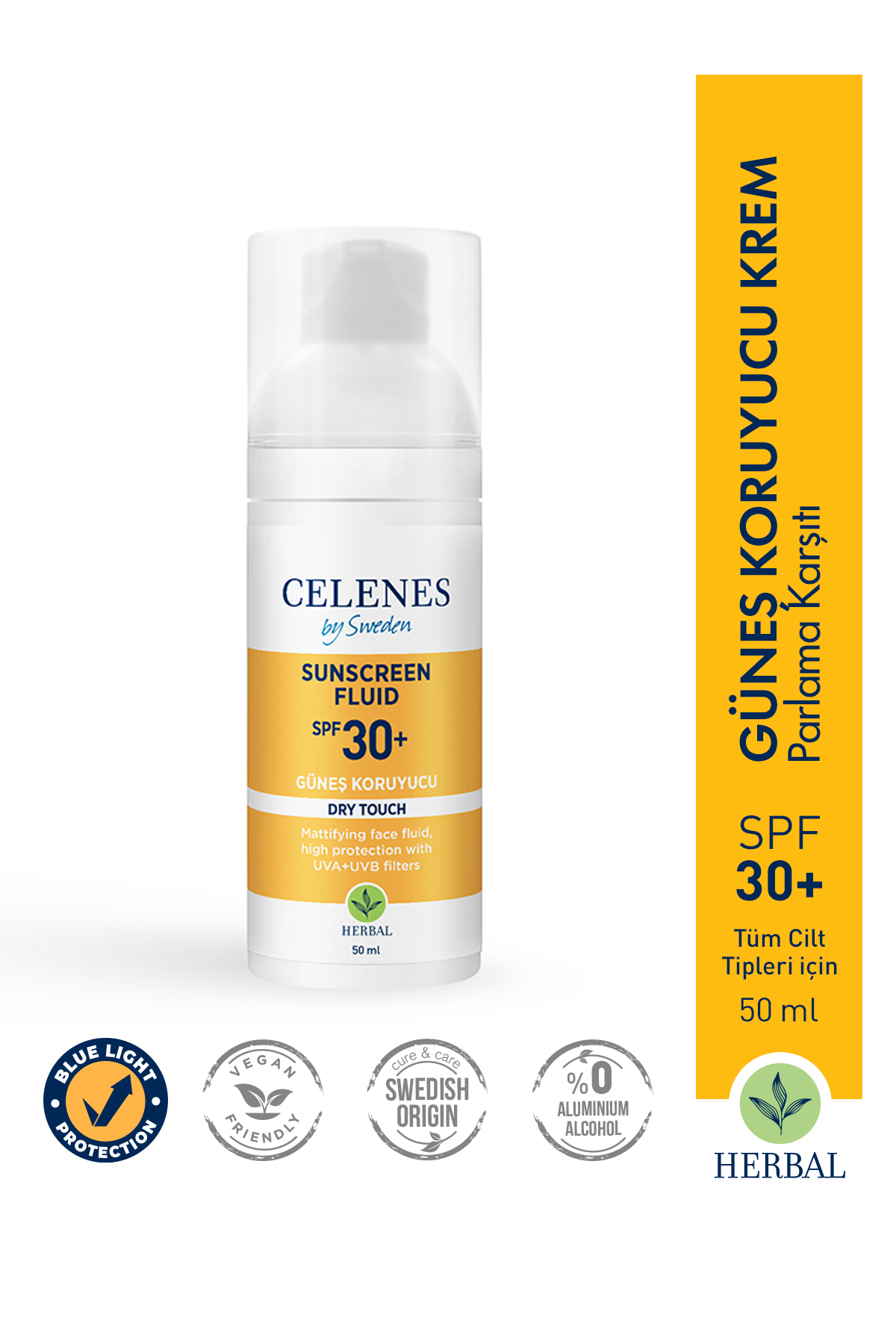 Celenes by Sweden Herbal Spf30 Fluid Dry Touch Güneş Kremi 50 Ml-