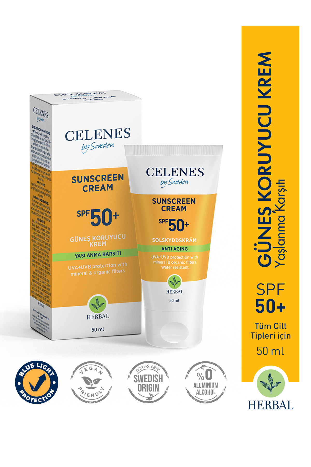 CELENES BY SWEDEN HERBAL YAŞLANMA KARŞITI GÜNEŞ KREMİ 50 SPF 50 ML-