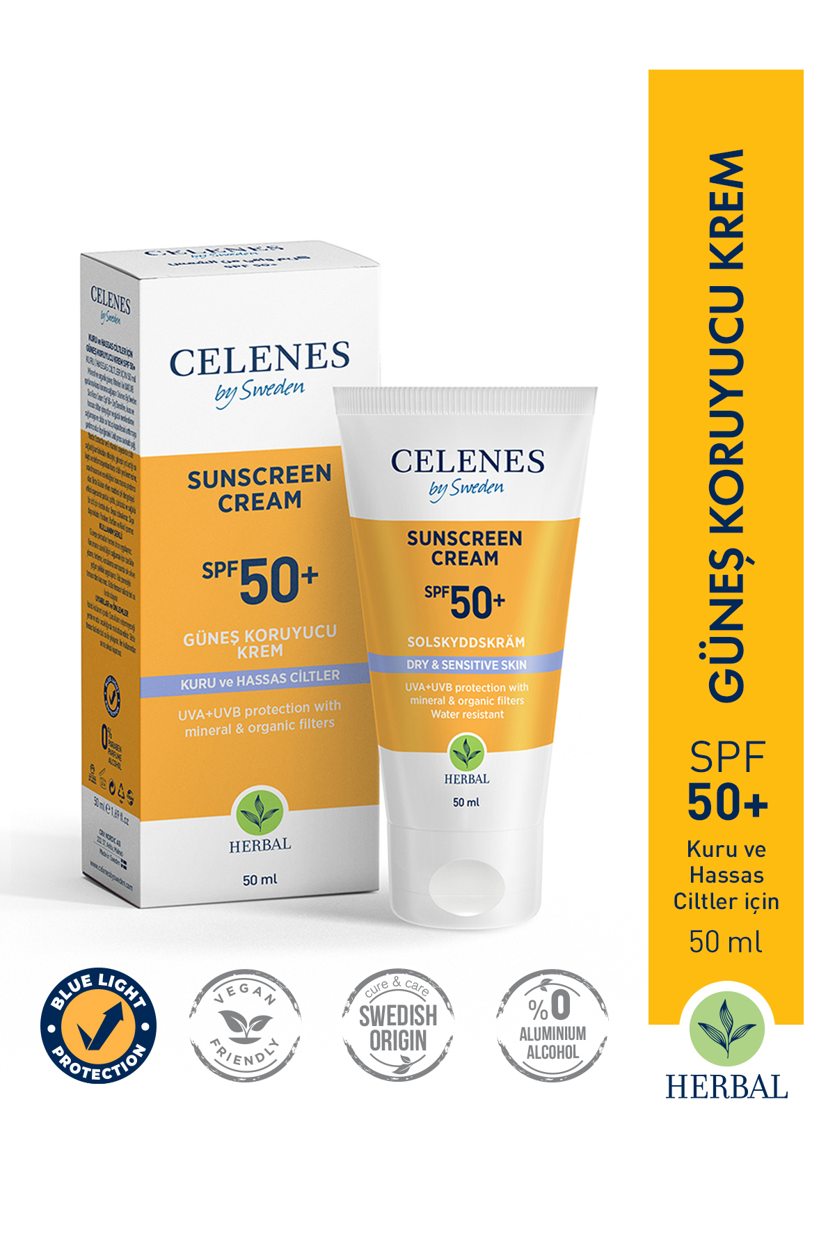 Celenes by Sweden Herbal Güneş Kremi Kuru Ve Hassas Ciltler 50+ Spf 50 Ml-