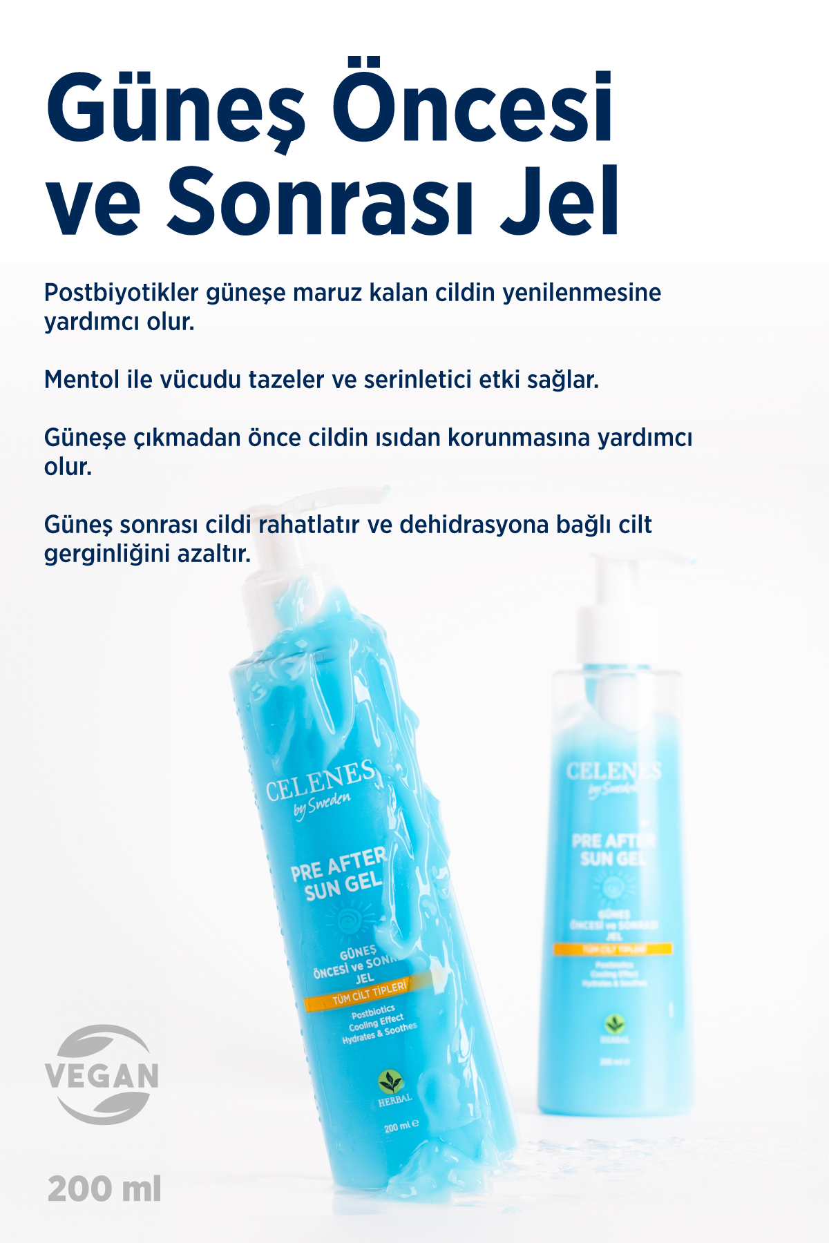 CELENES BY SWEDEN GÜNEŞ ÖNCESİ VE SONRASI NEMLENDİRİCİ VE FERAHLATICI JEL-
