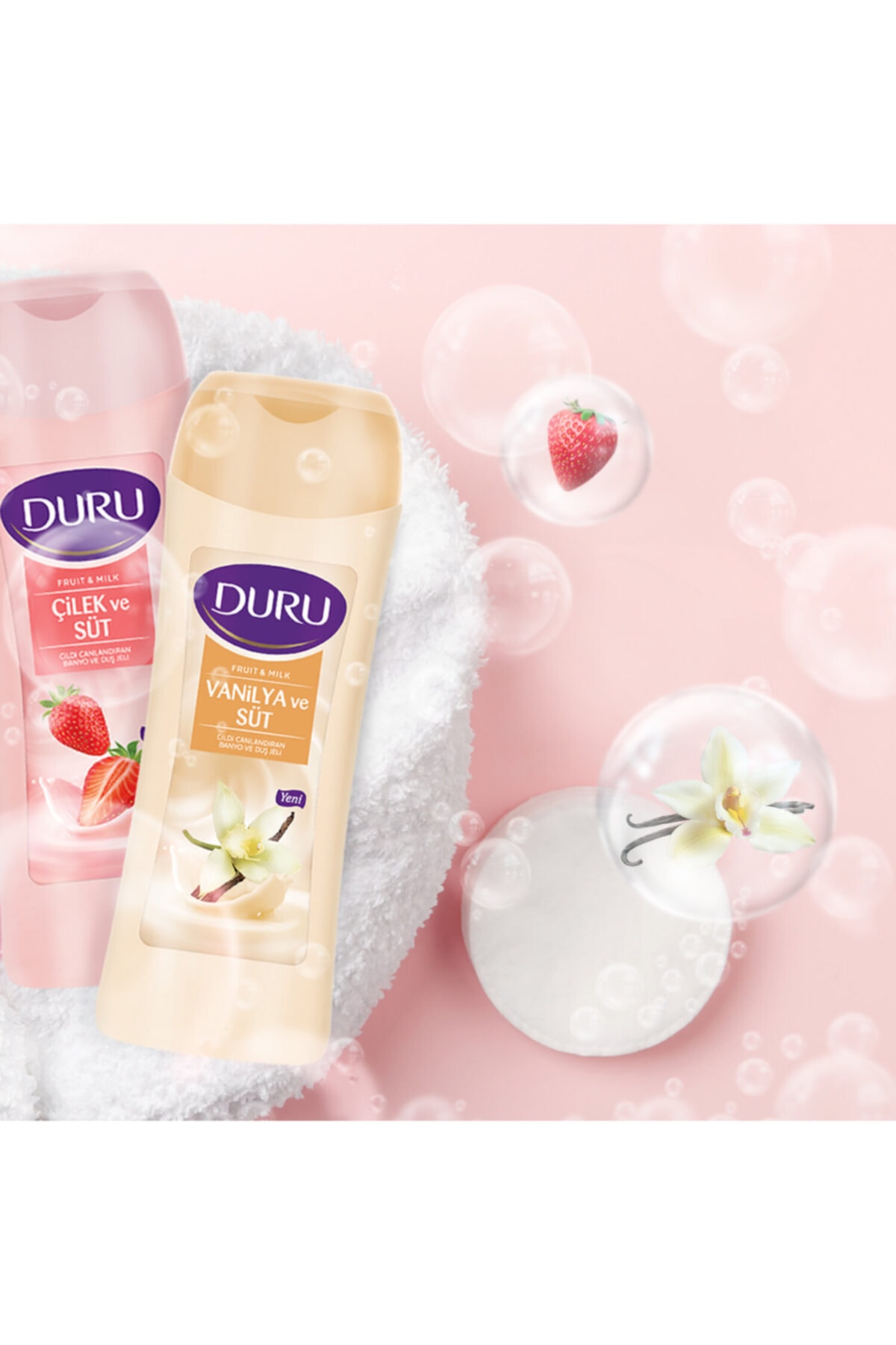 DURU DUŞ JELİ FRUİT&MİLK ÇİLEK VE SÜT 450ML-