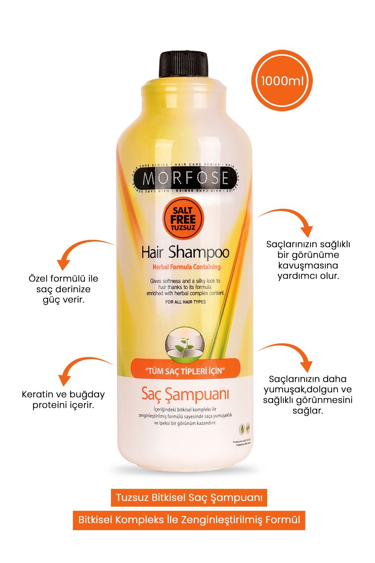 MORFOSE BİTKİSEL TUZSUZ ŞAMPUAN 1000 ML-