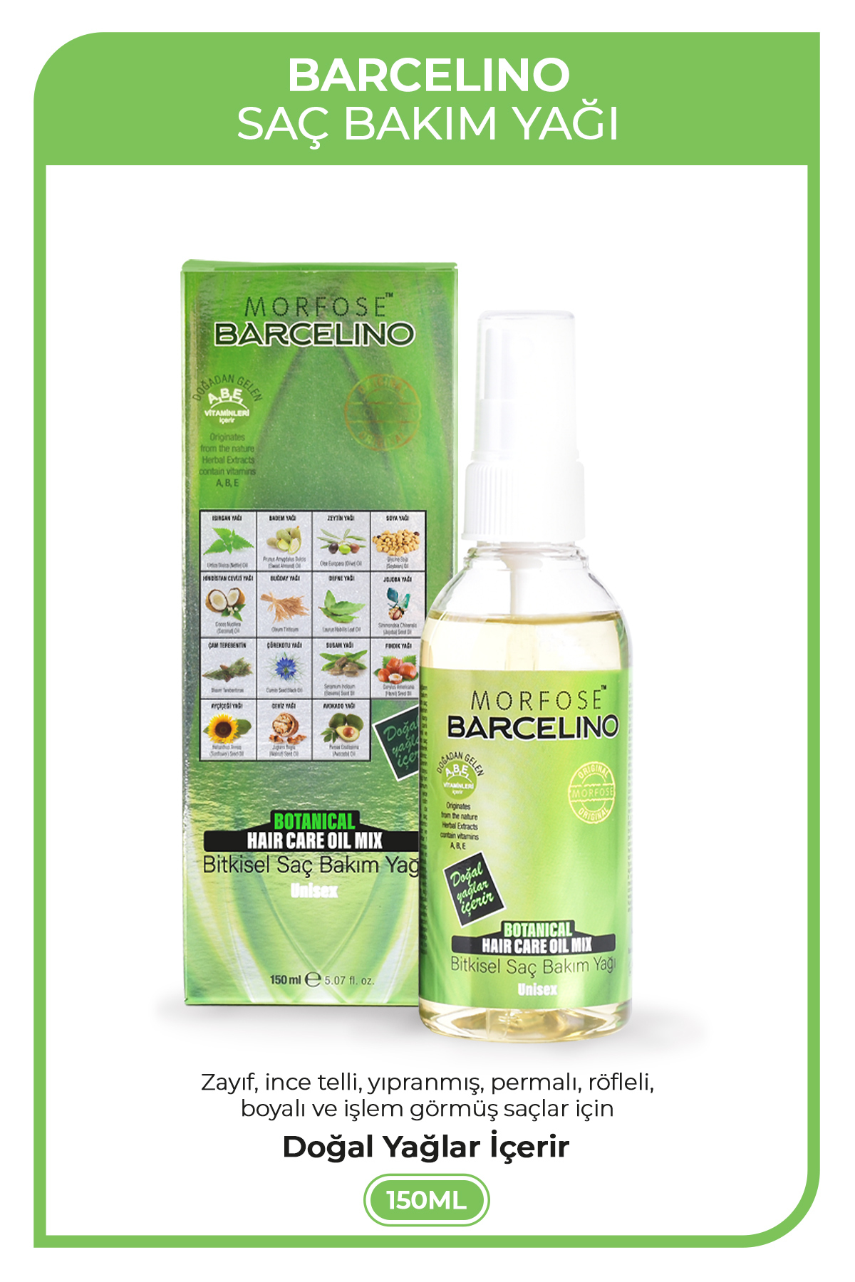 MORFOSE BARCELİNO SAÇ BAKIM YAĞI 150 ML-