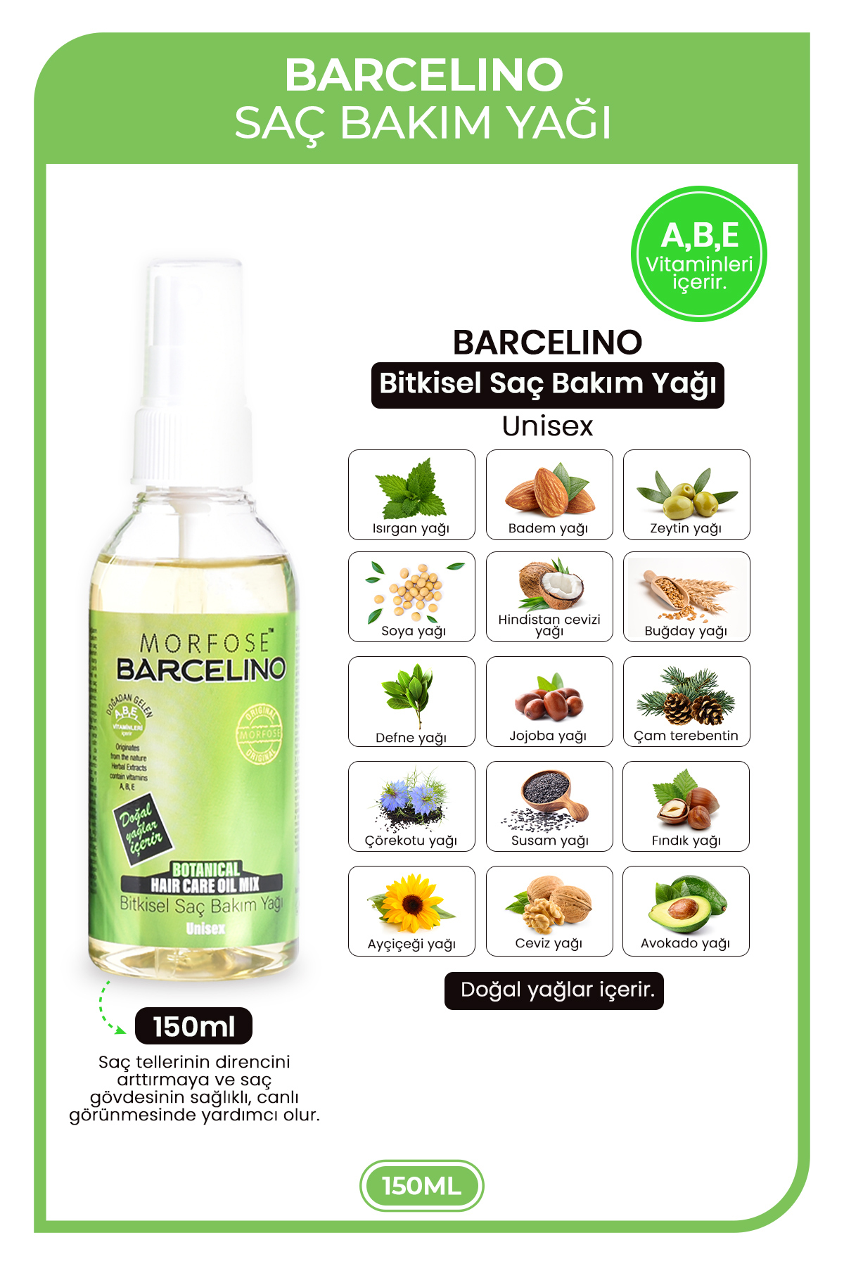 MORFOSE BARCELİNO SAÇ BAKIM YAĞI 150 ML-