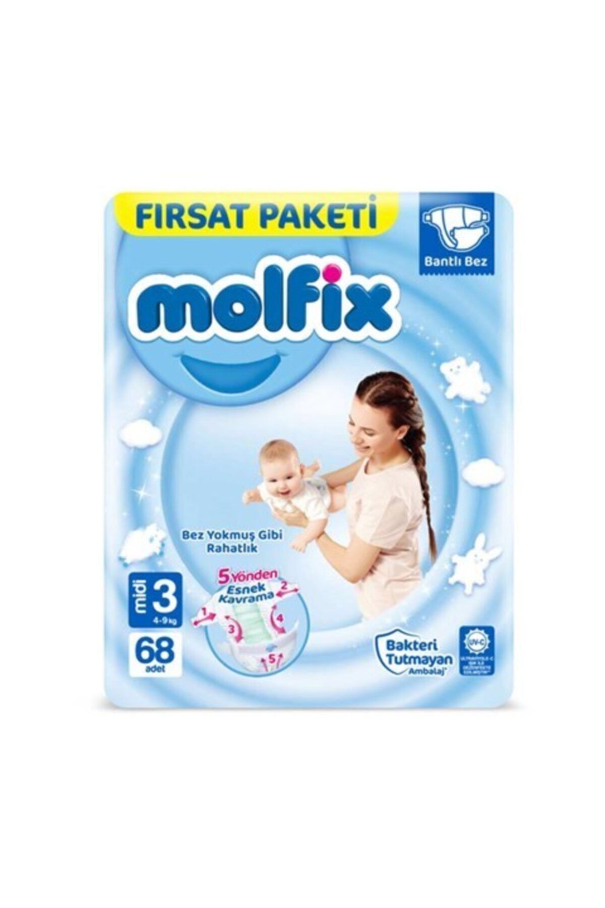MOLFİX BEBEK BEZİ 3 BEDEN MİDİ FIRSAT PAKETİ 68 AD-