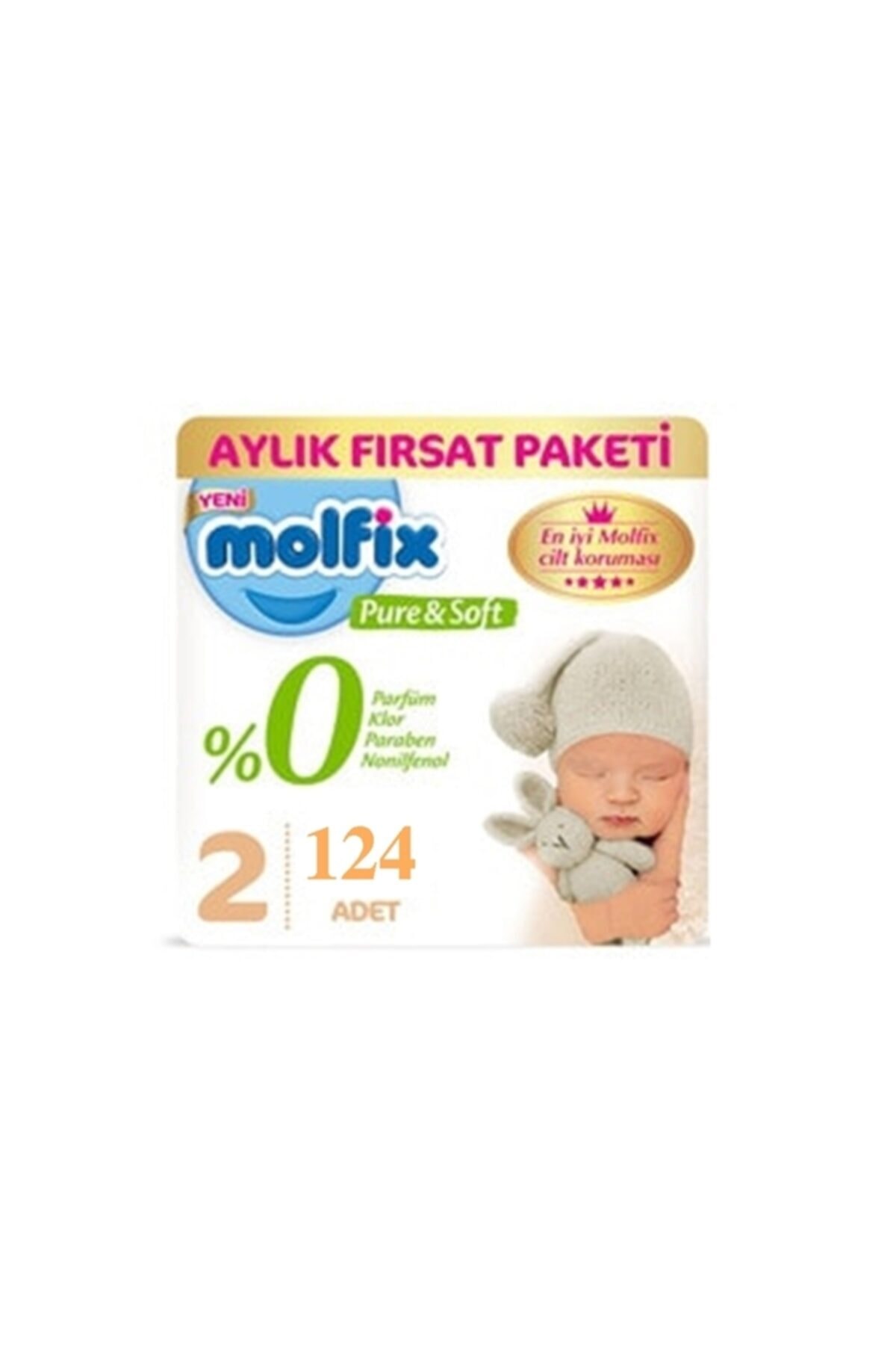 MOLFİX PURE&SOFT BEBEK BEZİ MİNİ NO:2 124 ADET-