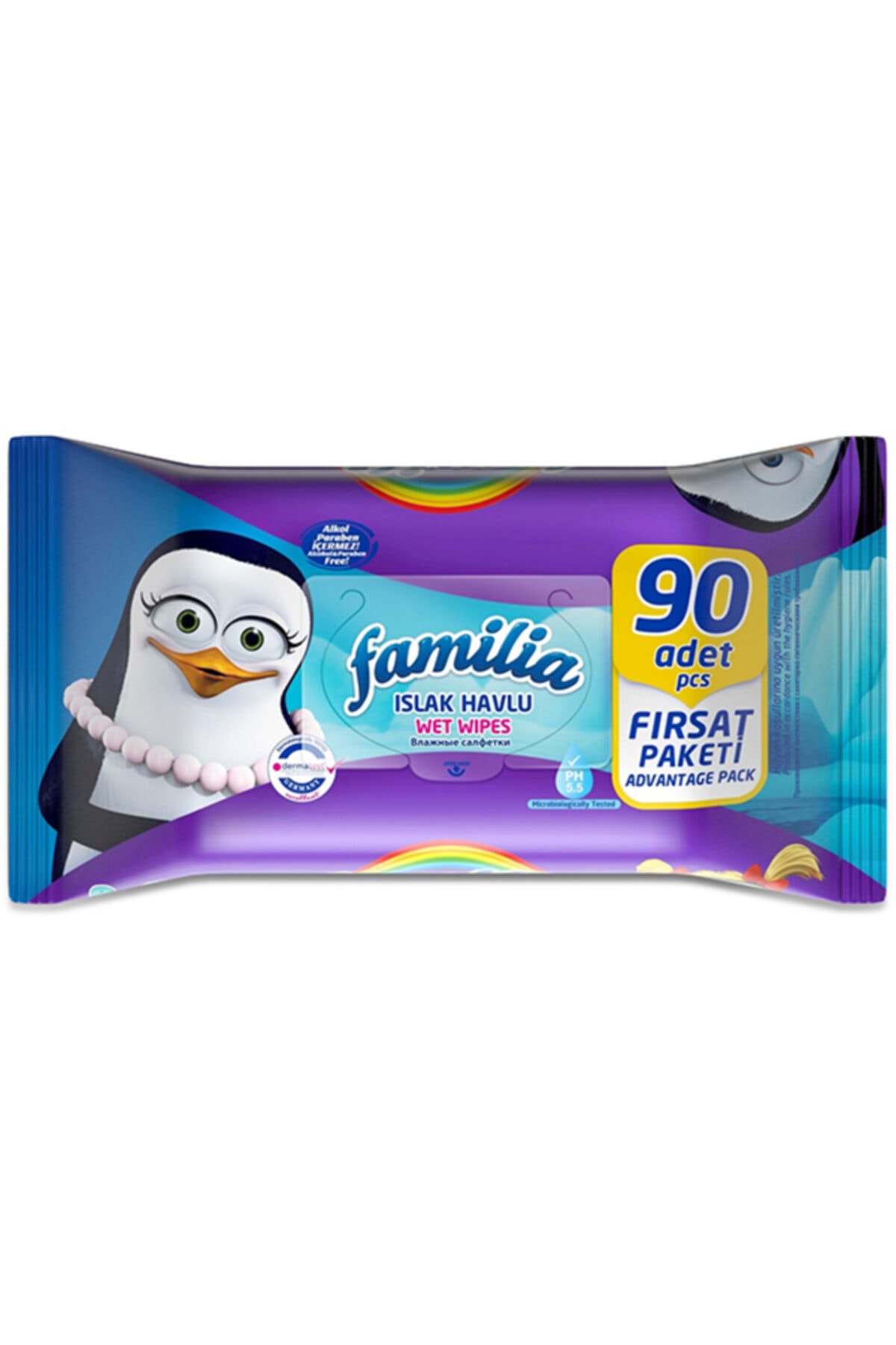 FAMİLİA 90 YAPRAK TEKLİ PAKET ISLAK HAVLU-