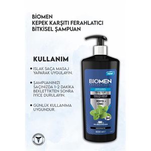 BİOMEN MENTOL&ÇİNKO KEPEK KARŞITI FERAHLATICI ŞAMPUAN 1000ML-