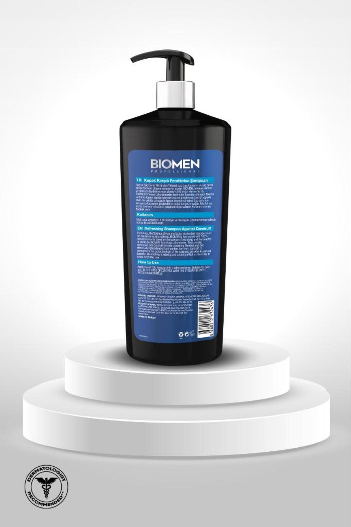 BİOMEN MENTOL&ÇİNKO KEPEK KARŞITI FERAHLATICI ŞAMPUAN 1000ML-