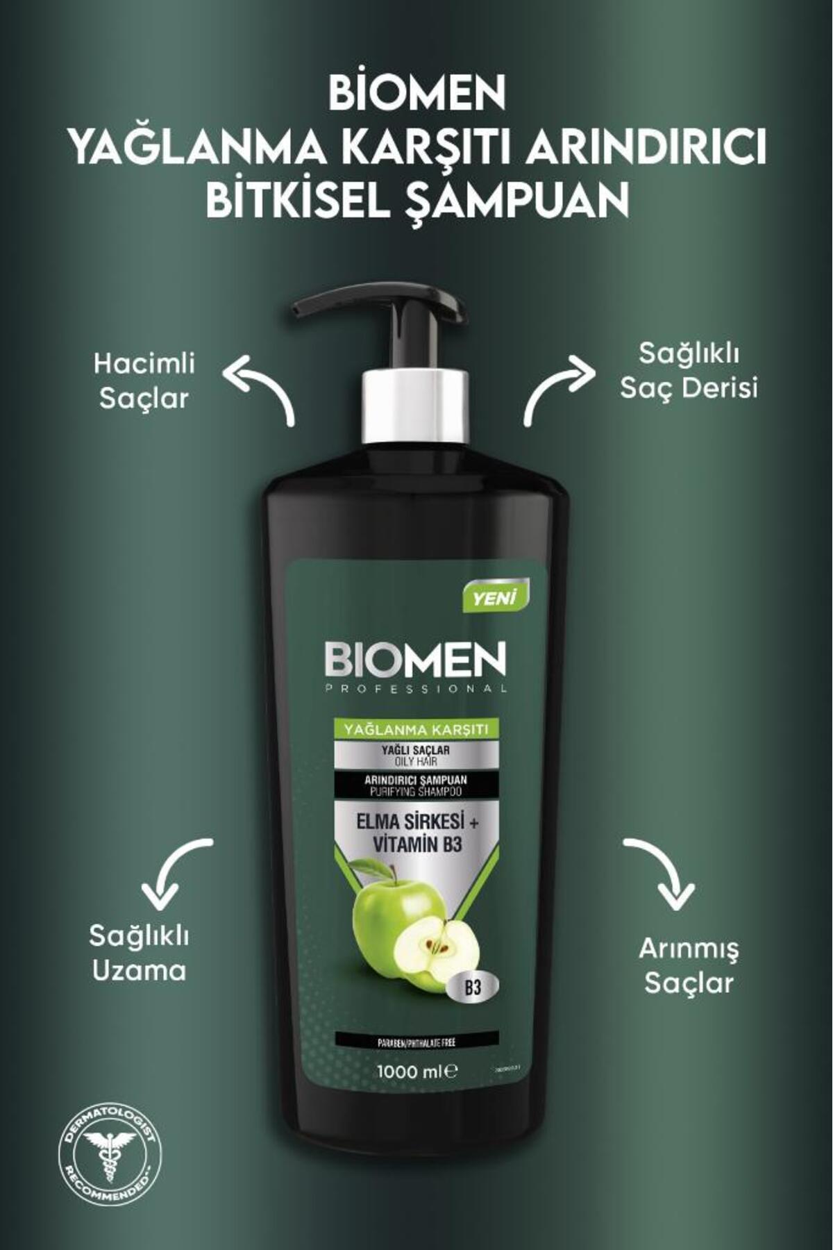 BİOMEN PROFESSİONL ELMA SİRKESİ&VİTAMİN B3 ŞAMPUAN 1000ML-