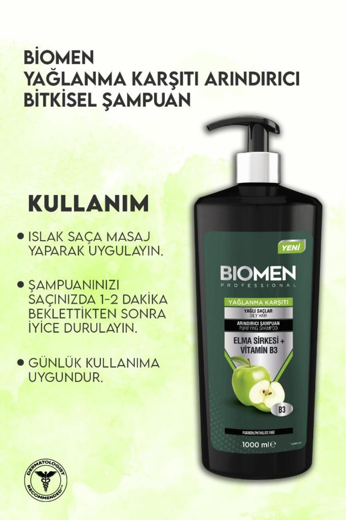 BİOMEN PROFESSİONL ELMA SİRKESİ&VİTAMİN B3 ŞAMPUAN 1000ML-