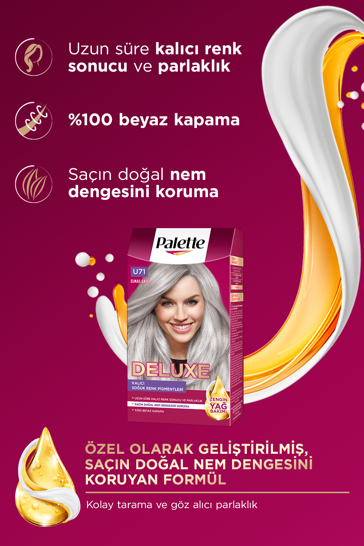 PALETTE DELUXE SAÇ BOYASI U71 ELMAS GRİSİ SAÇ BOYASI-
