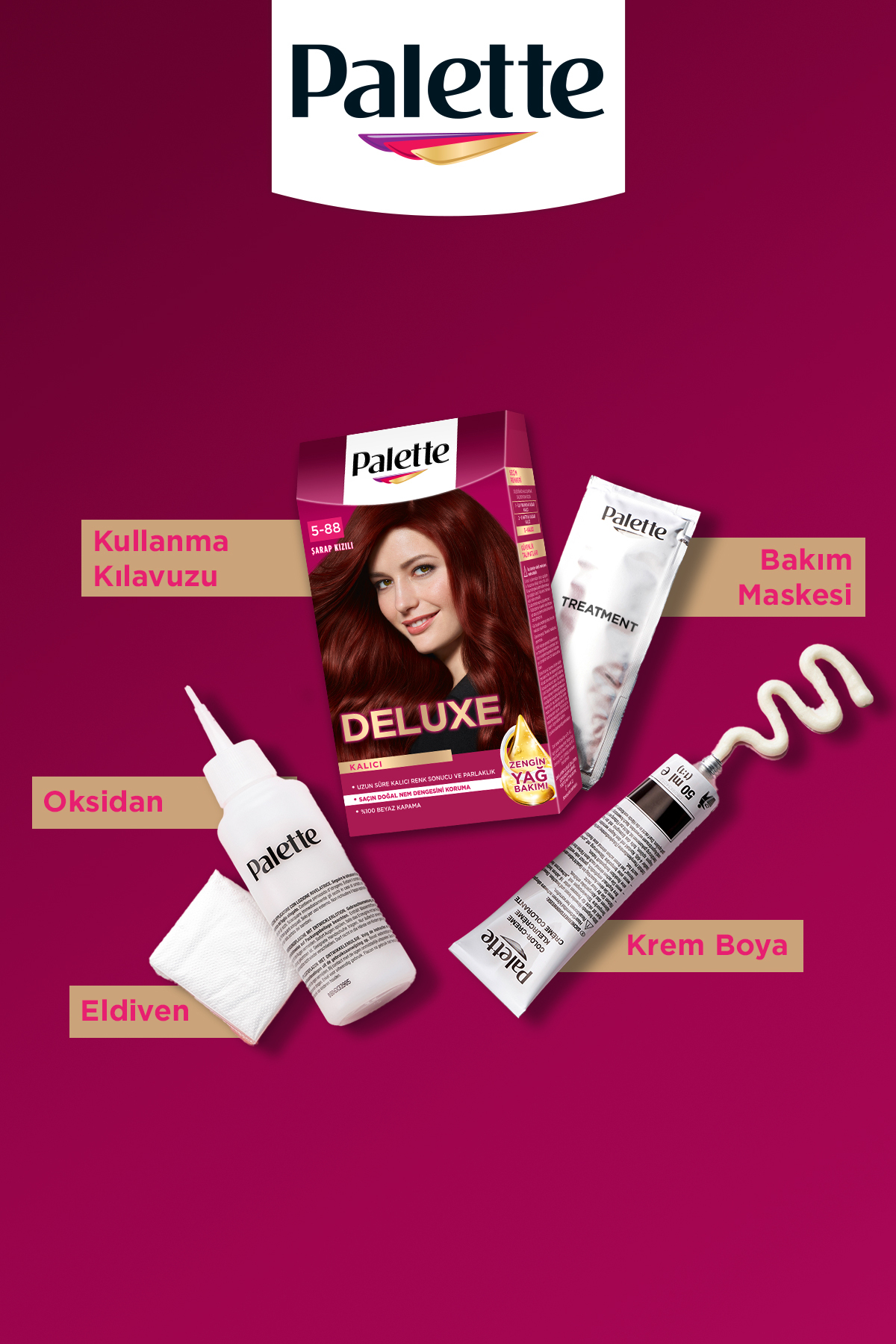 PALETTE DELUXE 5-889 ŞARAP KIZILI  SAÇ BOYASI-