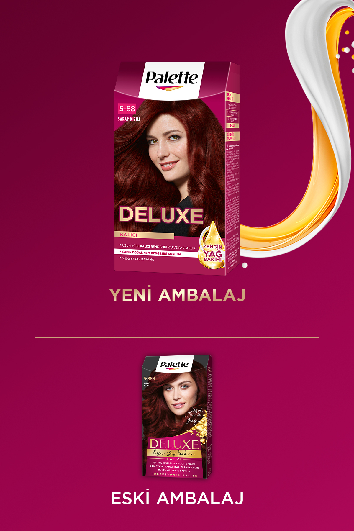 PALETTE DELUXE 5-889 ŞARAP KIZILI  SAÇ BOYASI-