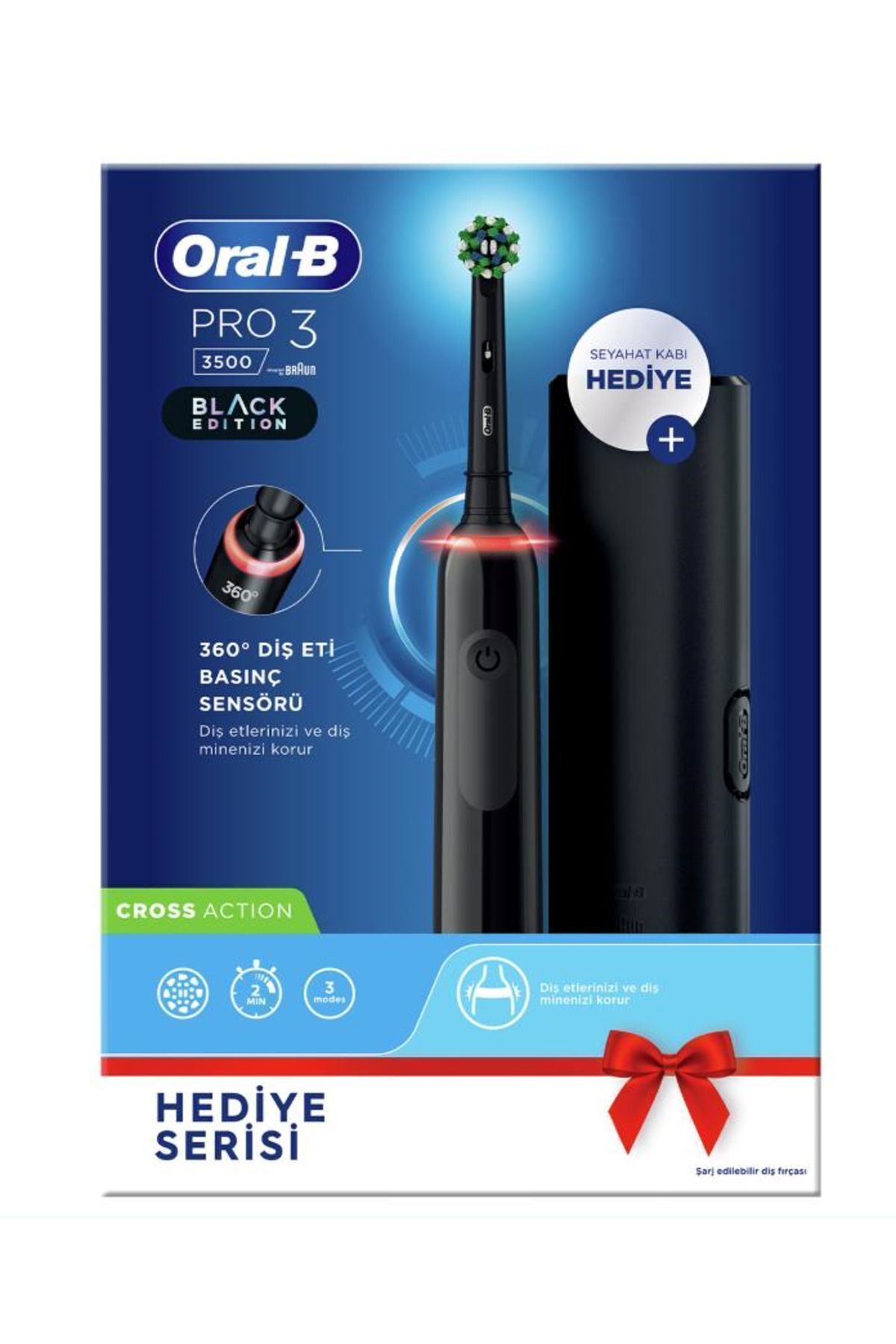 Oral-B Pro 3500 Şarj Edilebilir Diş Fırçası Siyah-