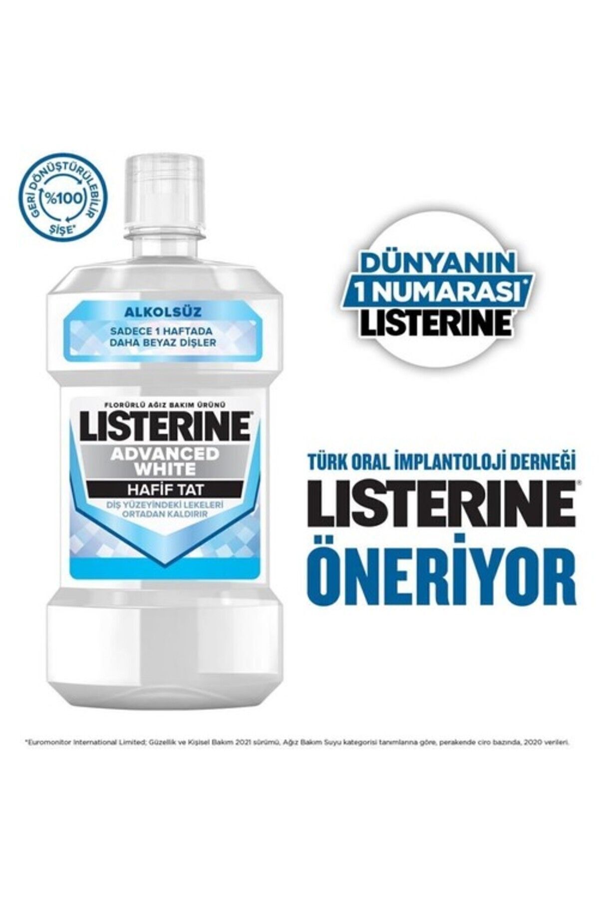 LİSTERİNE ADVANCED WHİTE HAFİF TAT AĞİZ BAKİM SUYU-