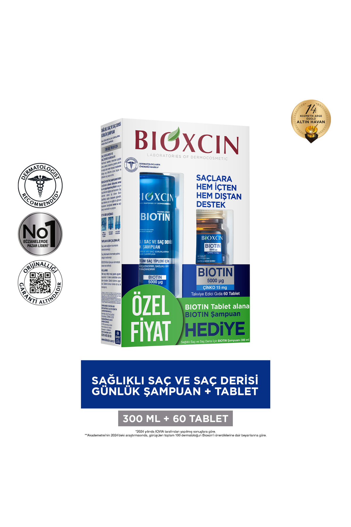 BİOXCİN BİOTİN 5.000 MCG 60 TABLET ŞAMPUAN 300 ML-