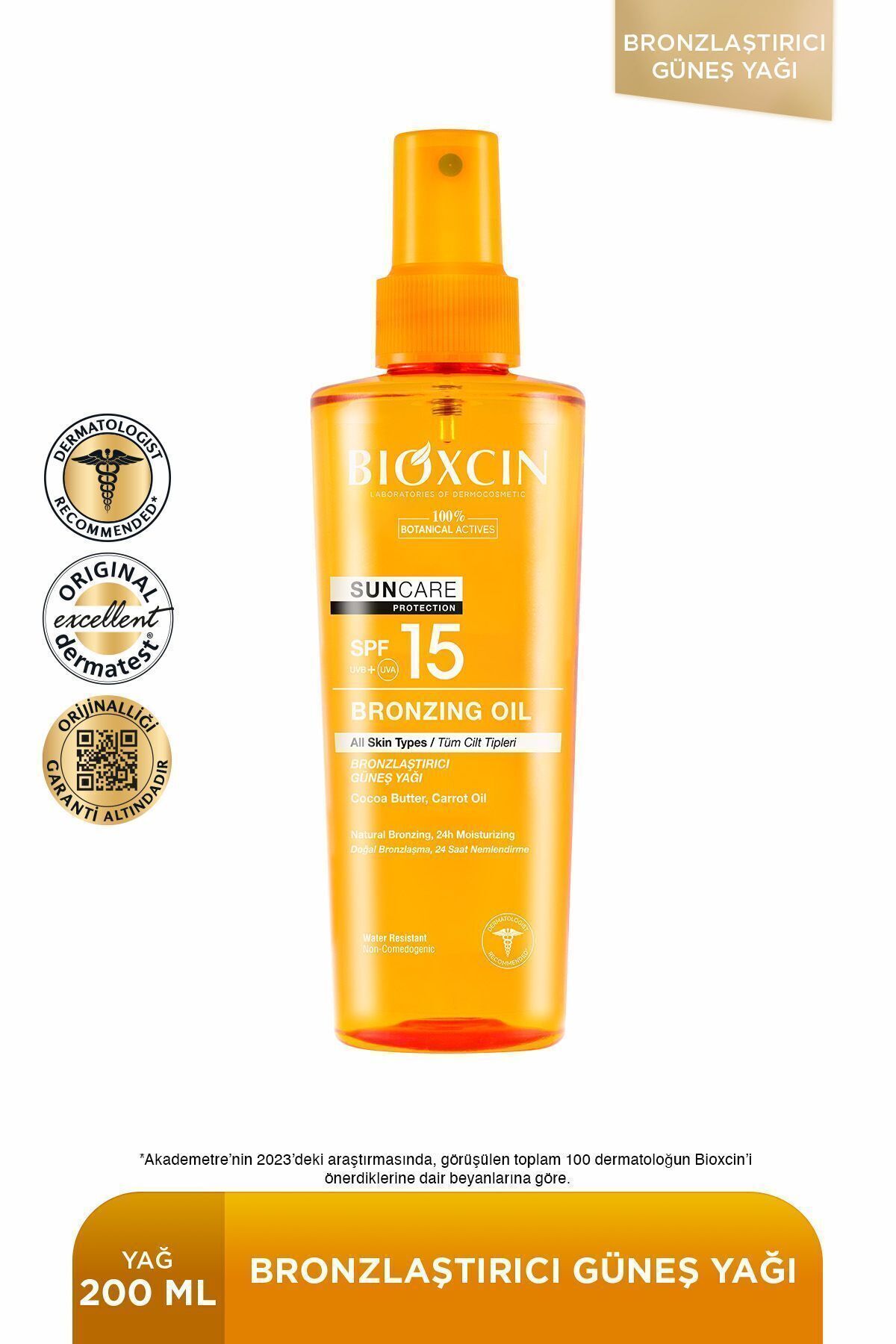 BİOXCİN SUN CARE BRONZLAŞTIRICI YAĞ 200 ML 15 SPF-