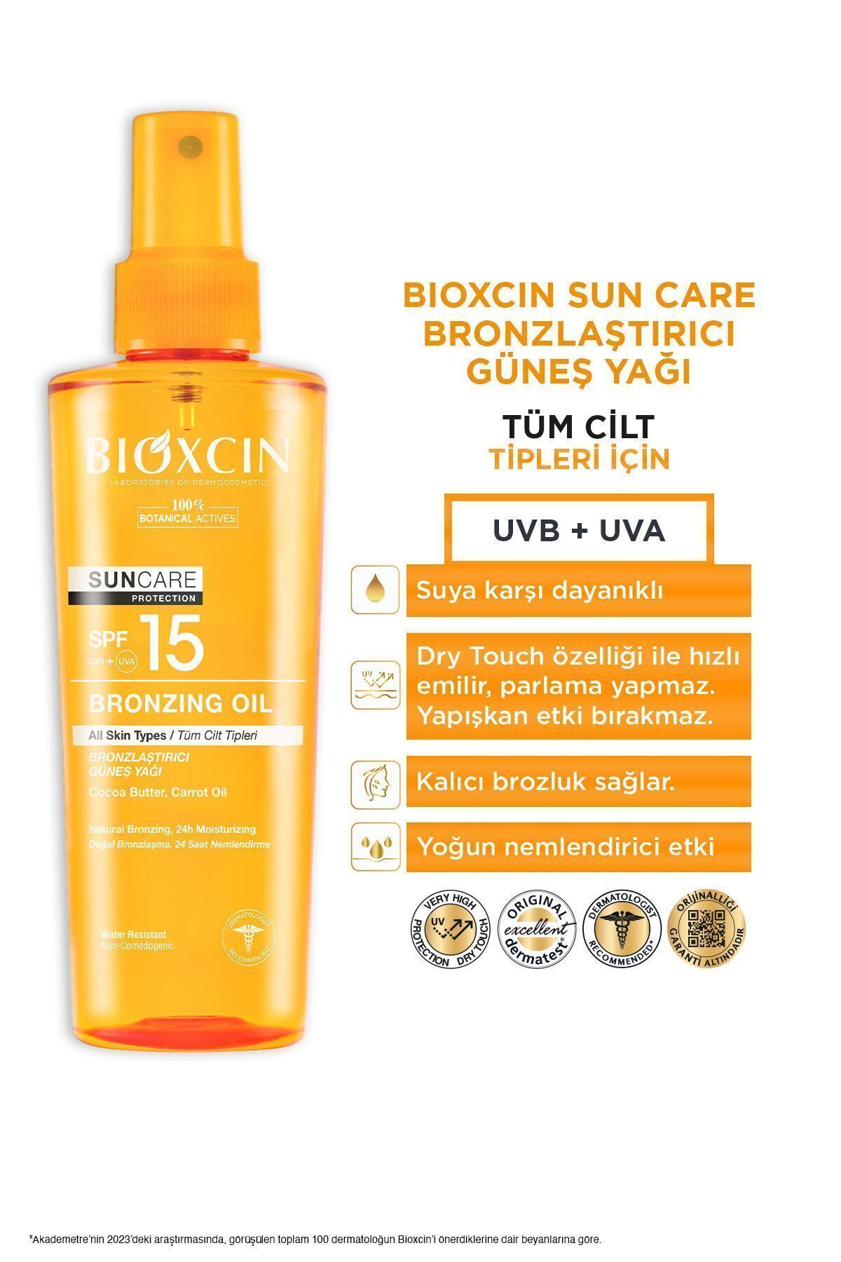 BİOXCİN SUN CARE BRONZLAŞTIRICI YAĞ 200 ML 15 SPF-