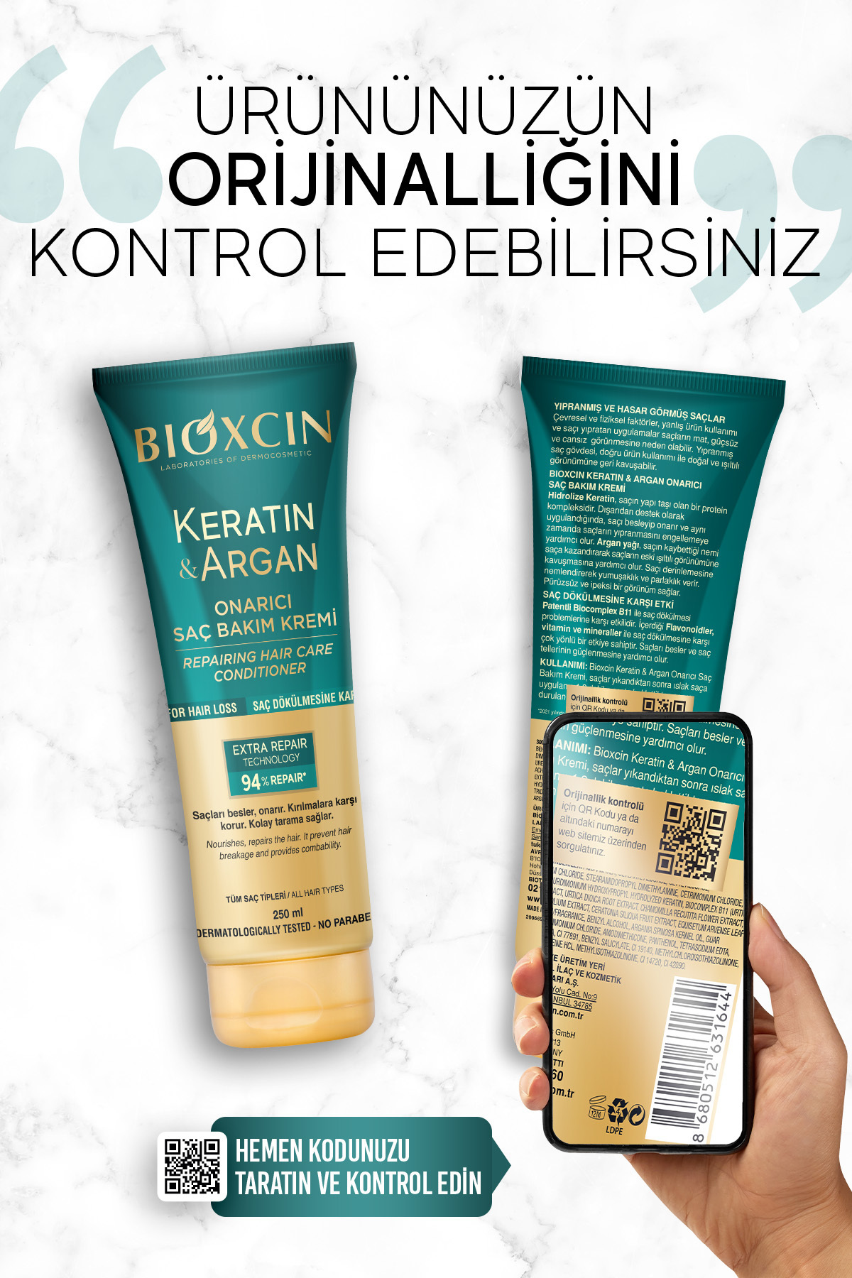 BİOXCİN KERATİN ARGAN ONARICI SAÇ BAKIM KREMİ 250-