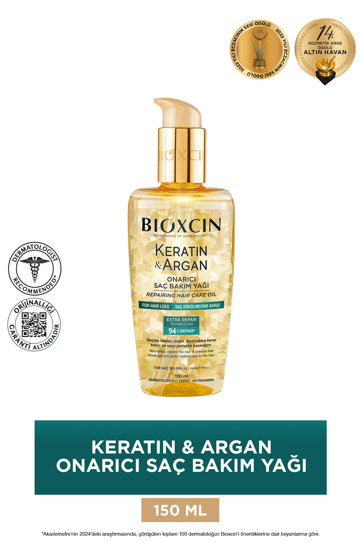 BİOXCİN KERATİN & ARGAN ONARICI SAÇ BAKIM YAĞI 150-