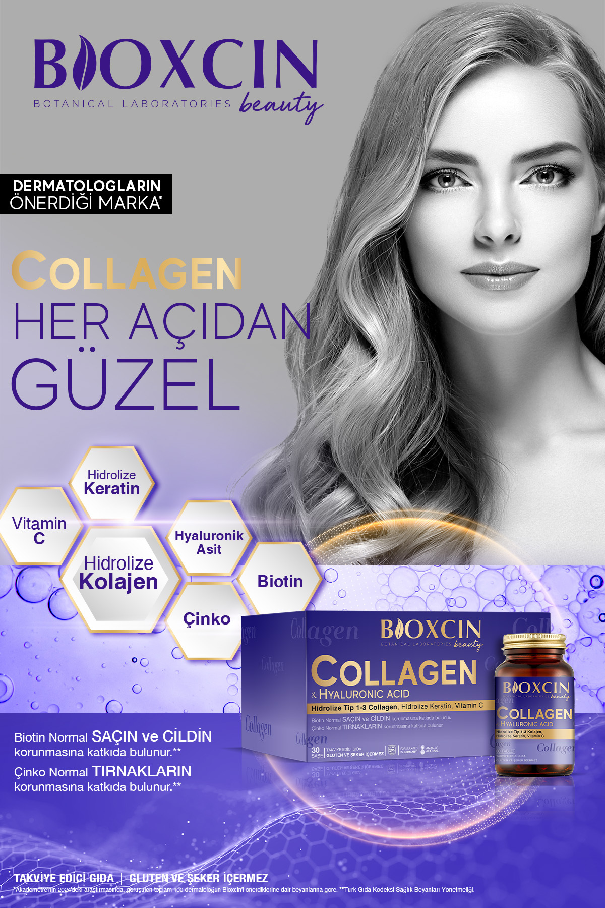 BİOXCİN BEAUTY COLLAGEN 30 TABLET - TİP1 TİP 3 HİDROLİZE-