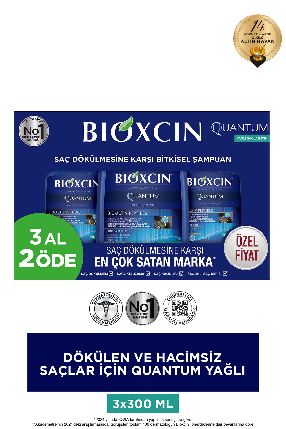 BİOXCİN QUANTUM ŞAMPUAN 3 AL 2 ÖDE YAĞLI SAÇLAR İÇİN-