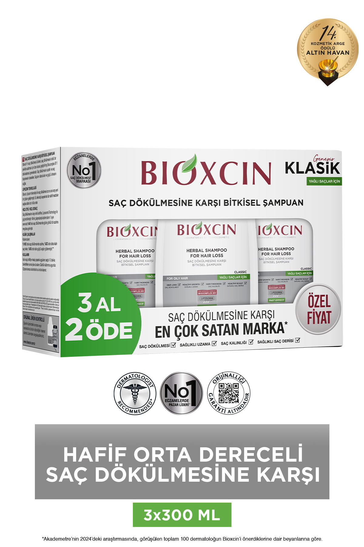 BİOXCİN GENESİS YAĞLI SAÇLAR IÇİN ŞAMPUAN 3X300 ML-