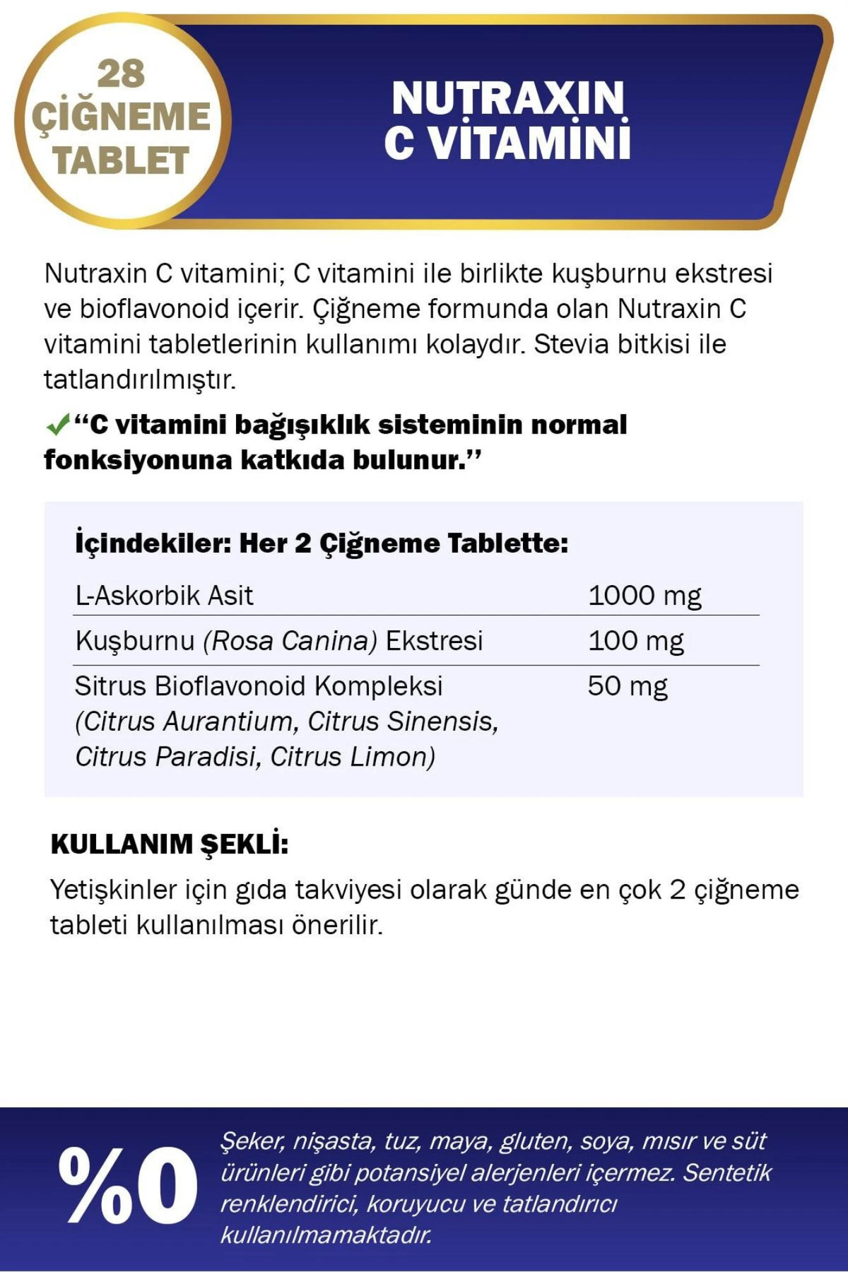 NUTRAXİN C VİTAMİNİ ÇİĞNEME TABLETİ - C VİTAMİNİ D-