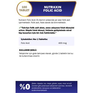 Nutraxin Folik Asit 400 Mcg 100 Tablet-