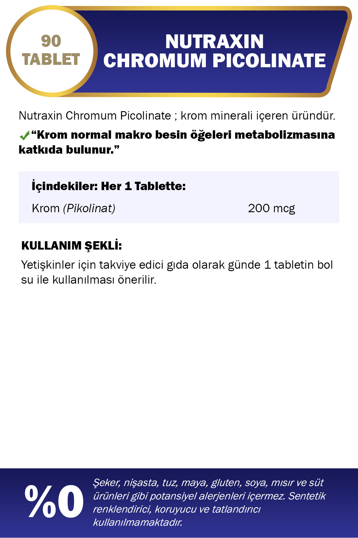 Nutraxin Chromium Picolinate 200 Mcg 90 Tablet-