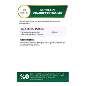 Nutraxin Cranberry - Turna Yemişi 500 Mg 60 Tablet-
