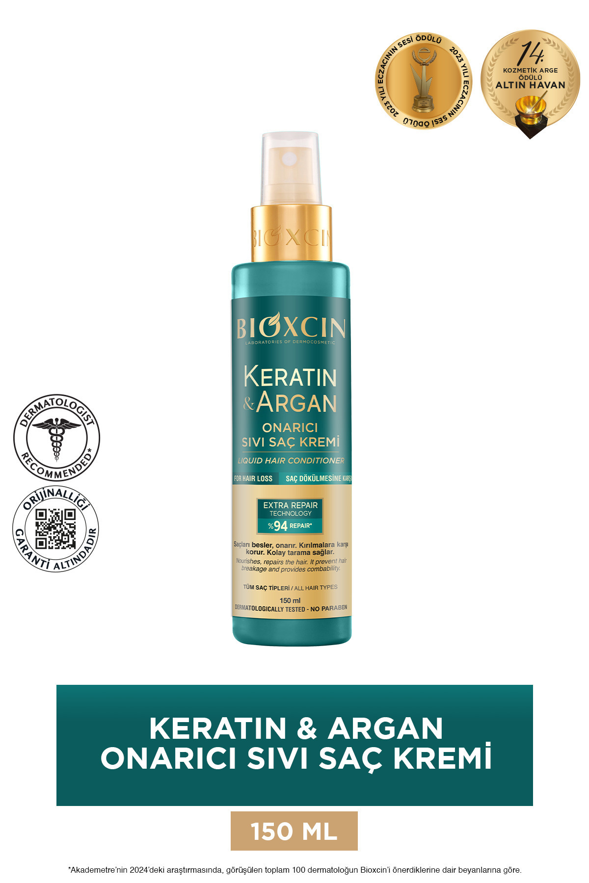 Bioxcin Keratin & Argan Onarıcı Sıvı Saç Bakım Kre-