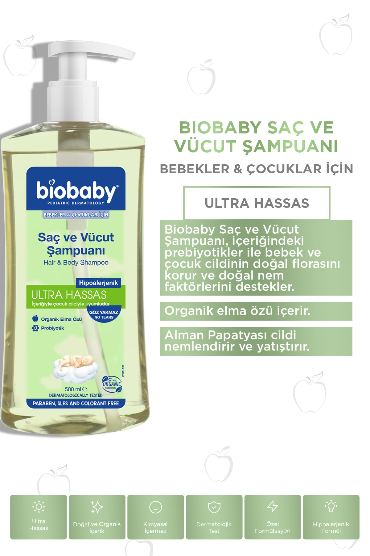 Biobaby Ultra Hassas Saç Ve Vücut Şampuanı 500 ml-