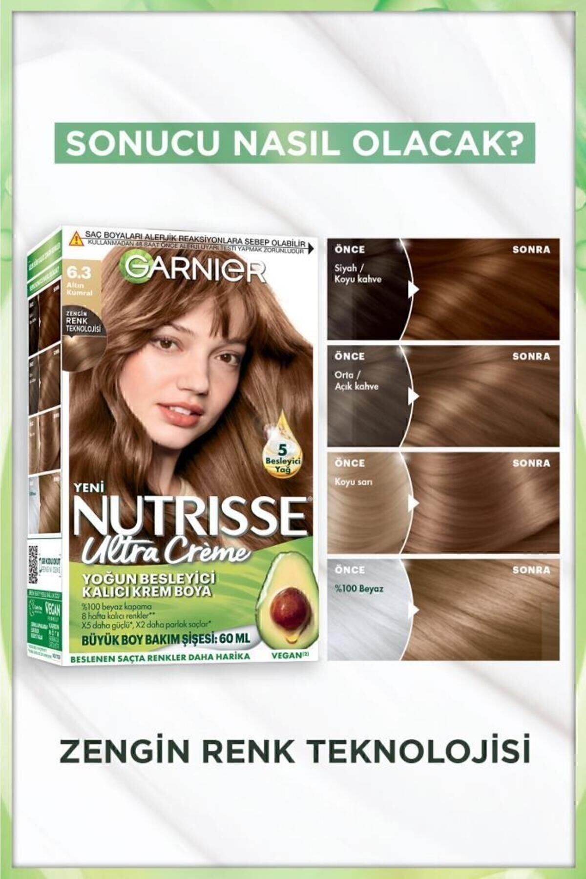 Garnier Nutrisse Yoğun Besleyici Saç Boyası 6.3-