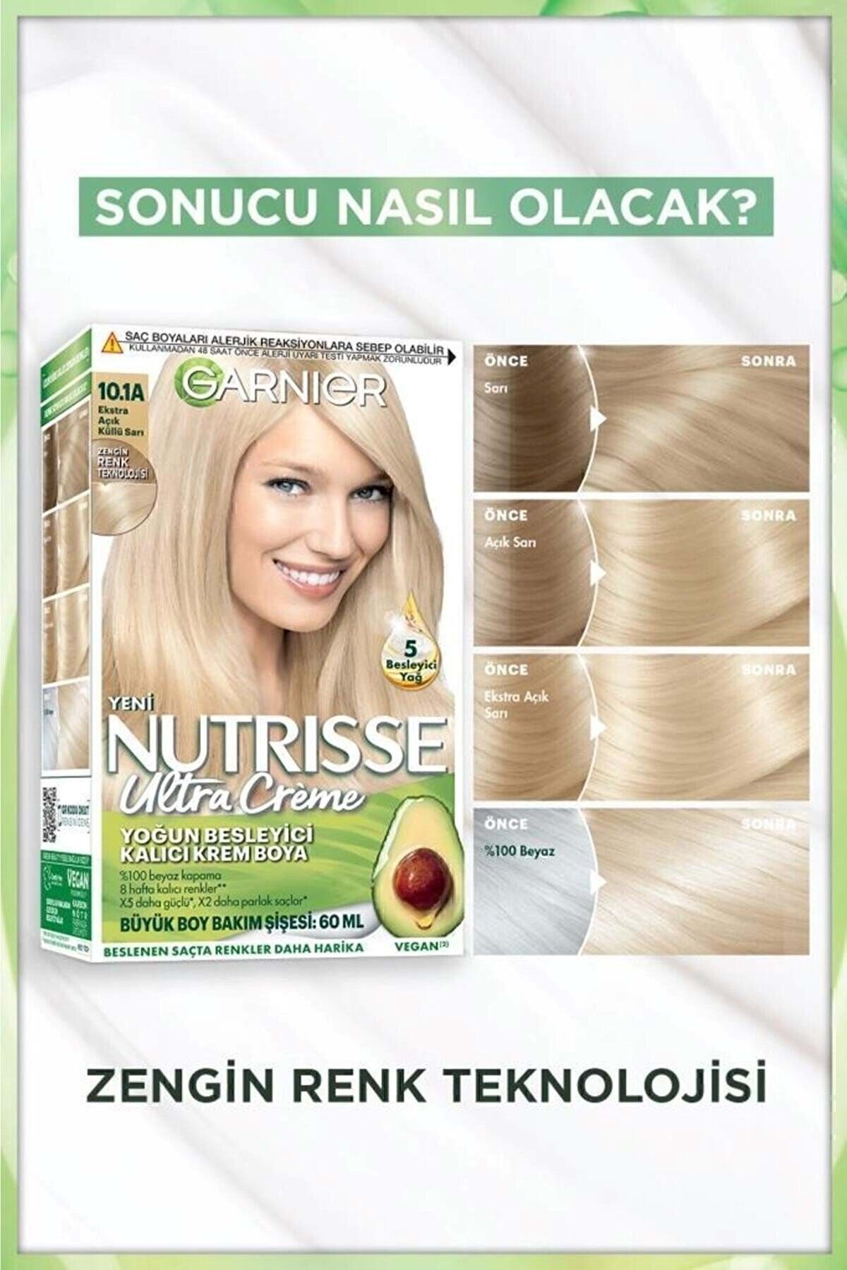 Garnier Nutrisse Yoğun Besleyici Saç Boyası 10.1A-