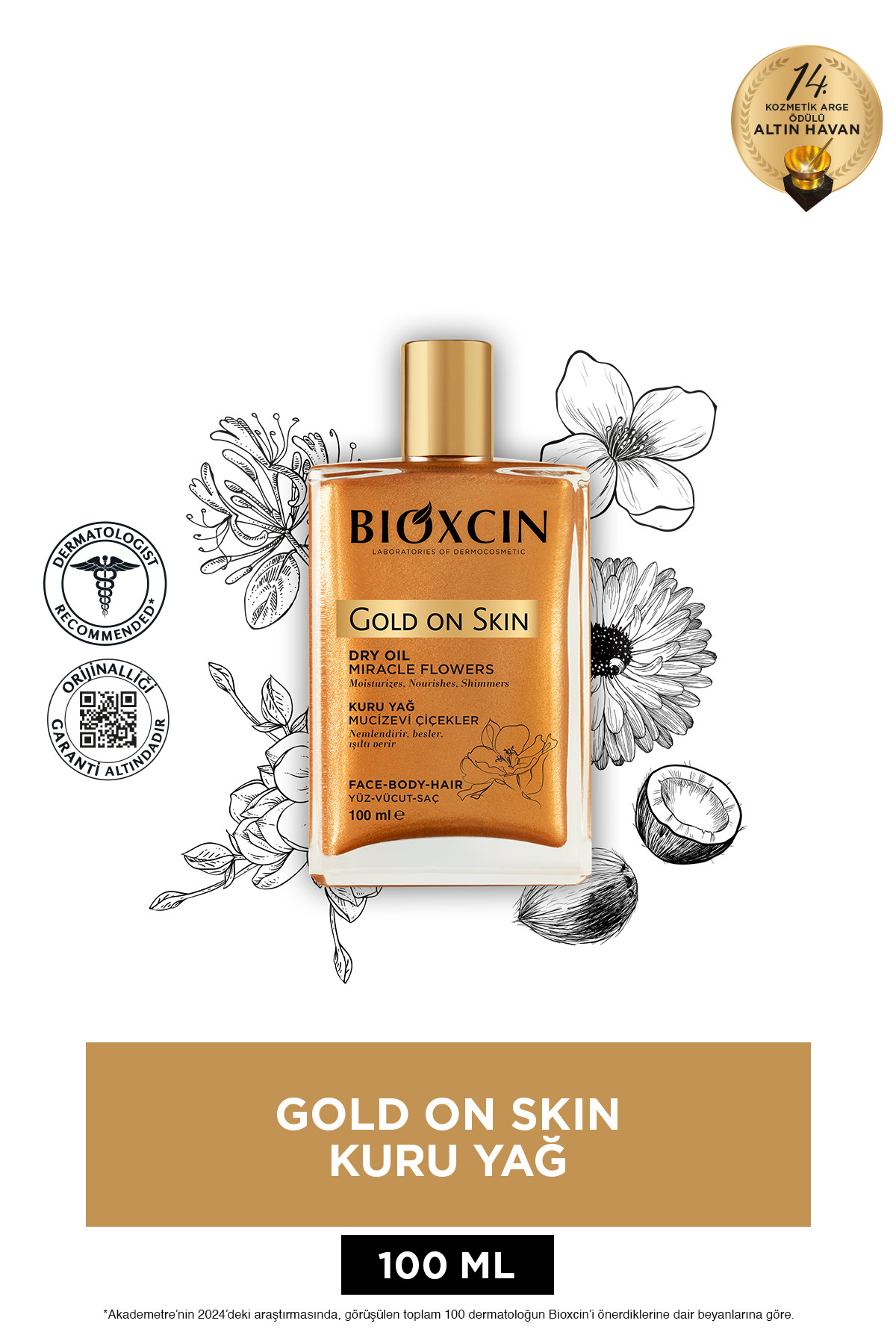 Bioxcin Gold On Skin Altın Parıltılı Kuru Yağ 100-