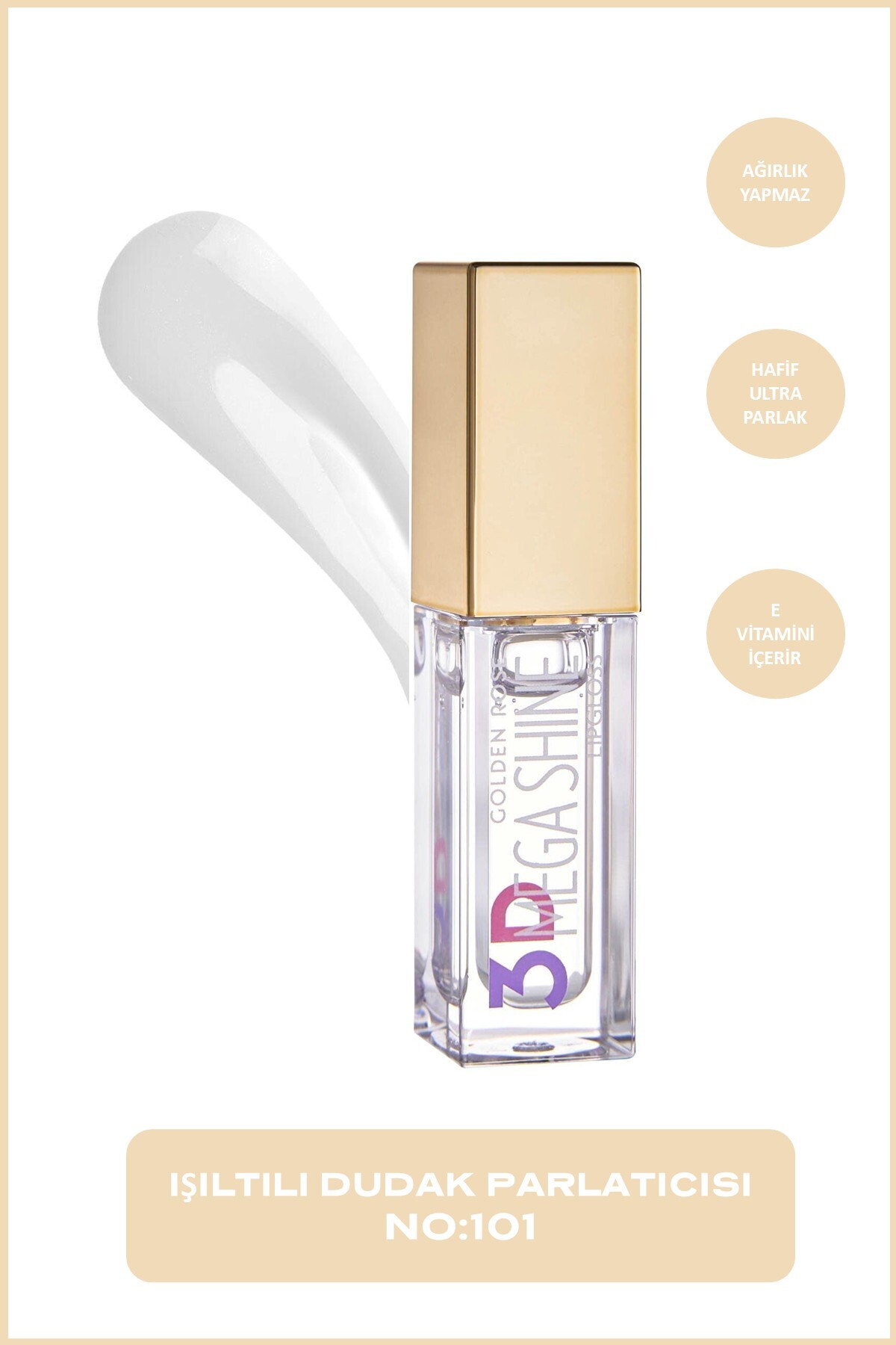 GOLDEN ROSE  3D MEGA SHINE LIPGLOSS NO 101 CLEAR-