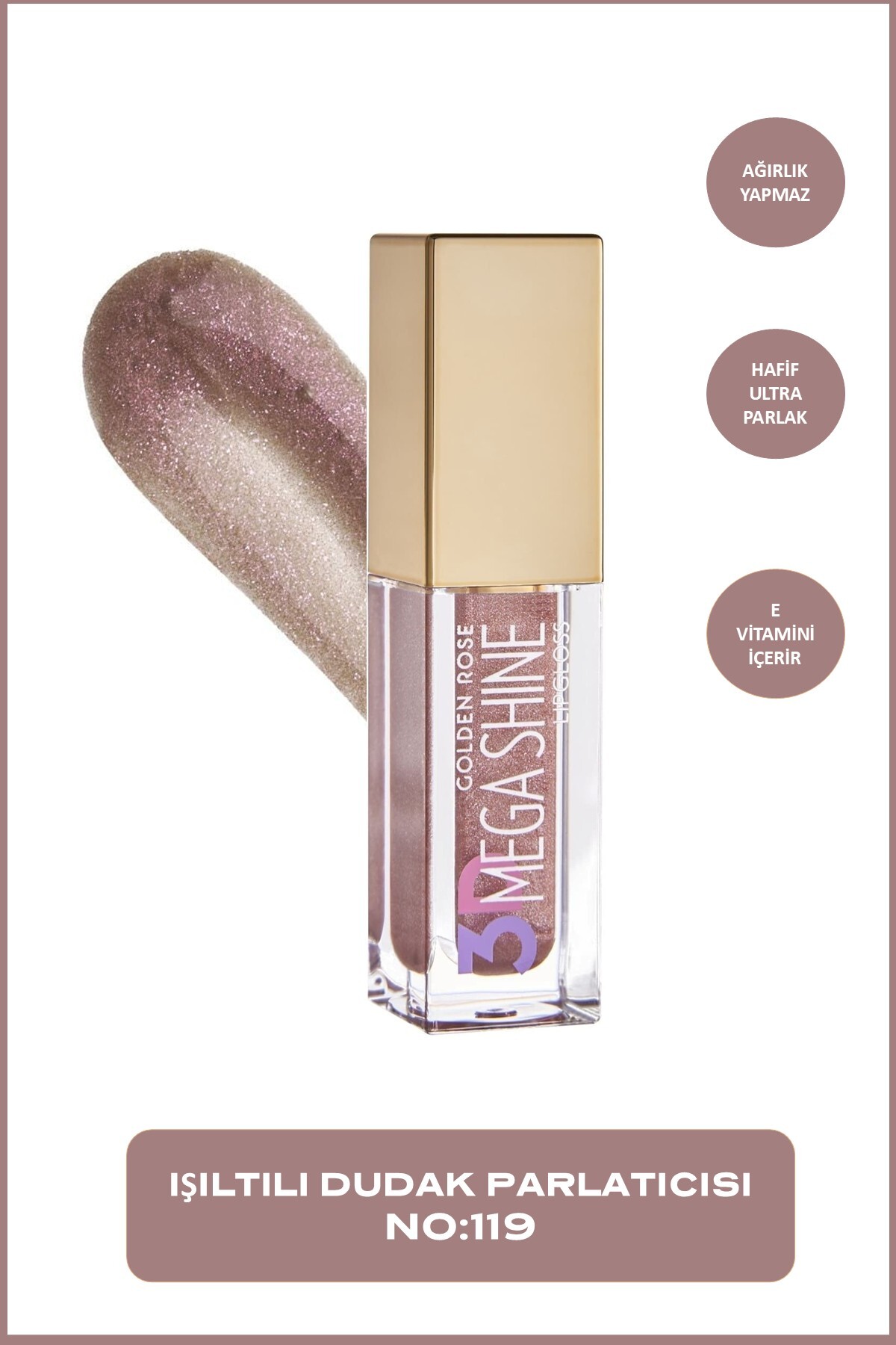 GOLDEN ROSE  3D MEGA SHINE LIPGLOSS NO 119 SHIMMER-