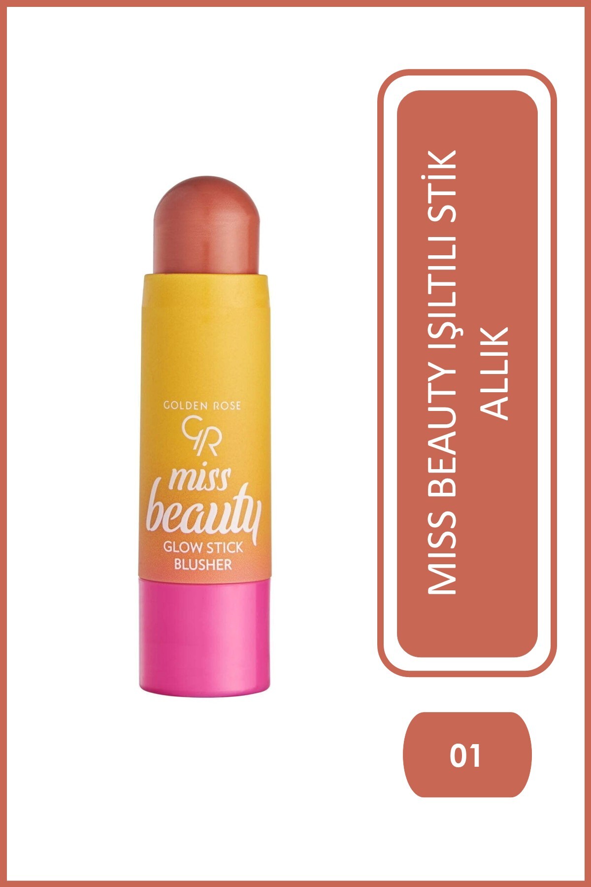 GOLDEN ROSE MISS BEAUTY GLOW STICK BLUSHER NO 1 PEACH-