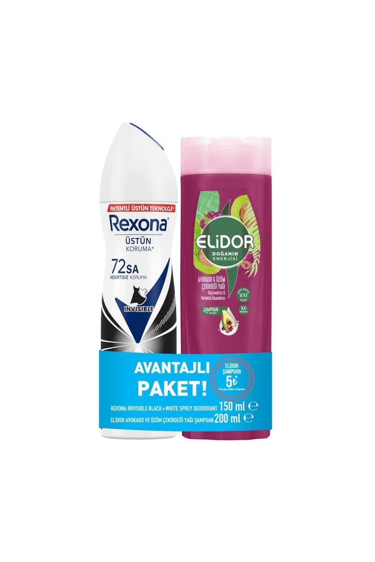 Rexona Invisible Black&White Deo + Elidor Güçlü Sa-