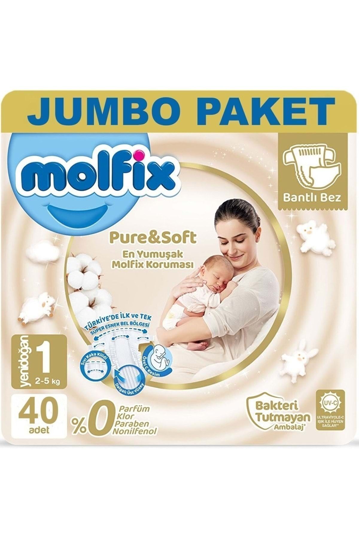 MOLFİX PURE-SOFT BEBEK BEZİ BEDEN-1 2-5KG 40 ADET-